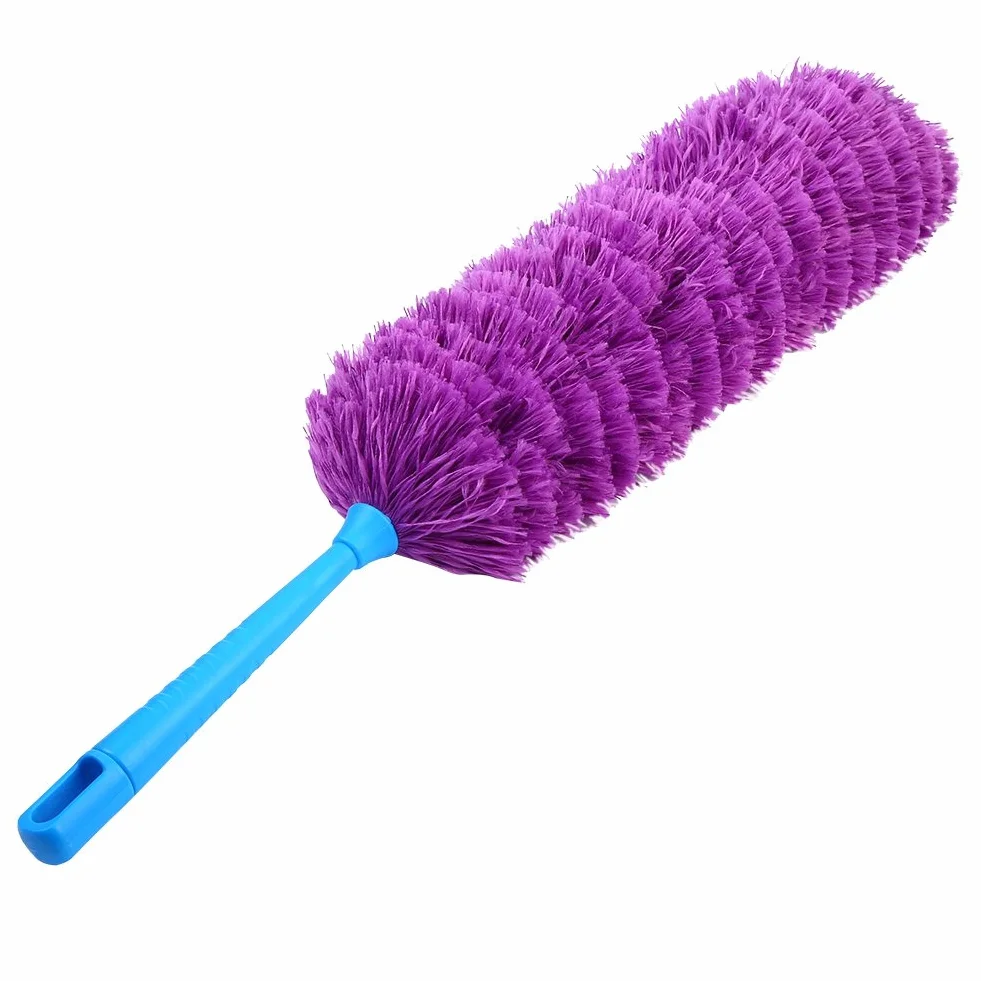 Plumero de Microfibra antiestático Herramienta de Limpieza Lavable，Plumero de telaraña Plumeros de Limpieza(Purple)