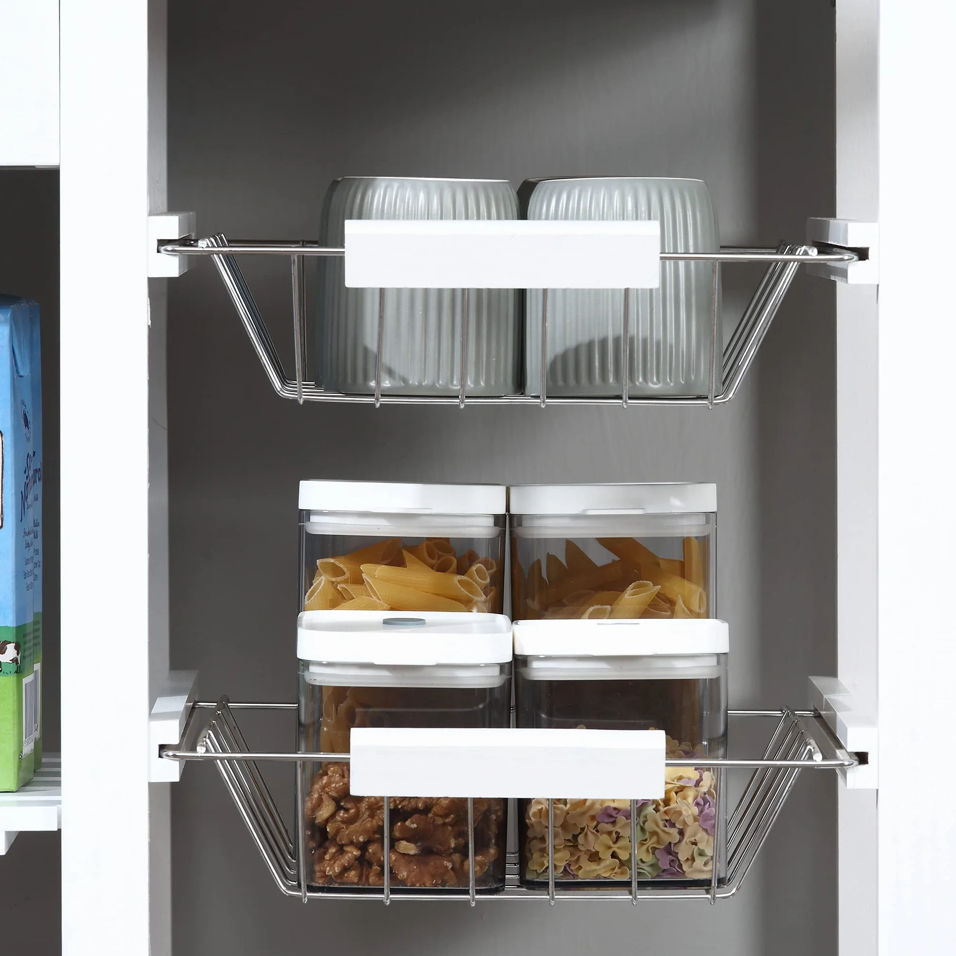 HOMCOM Carrito de Cocina Carro de Almacenamiento con Cajones Cestas Estantes para Especias Toallero Ruedas 92x37x82 cm Blanco
