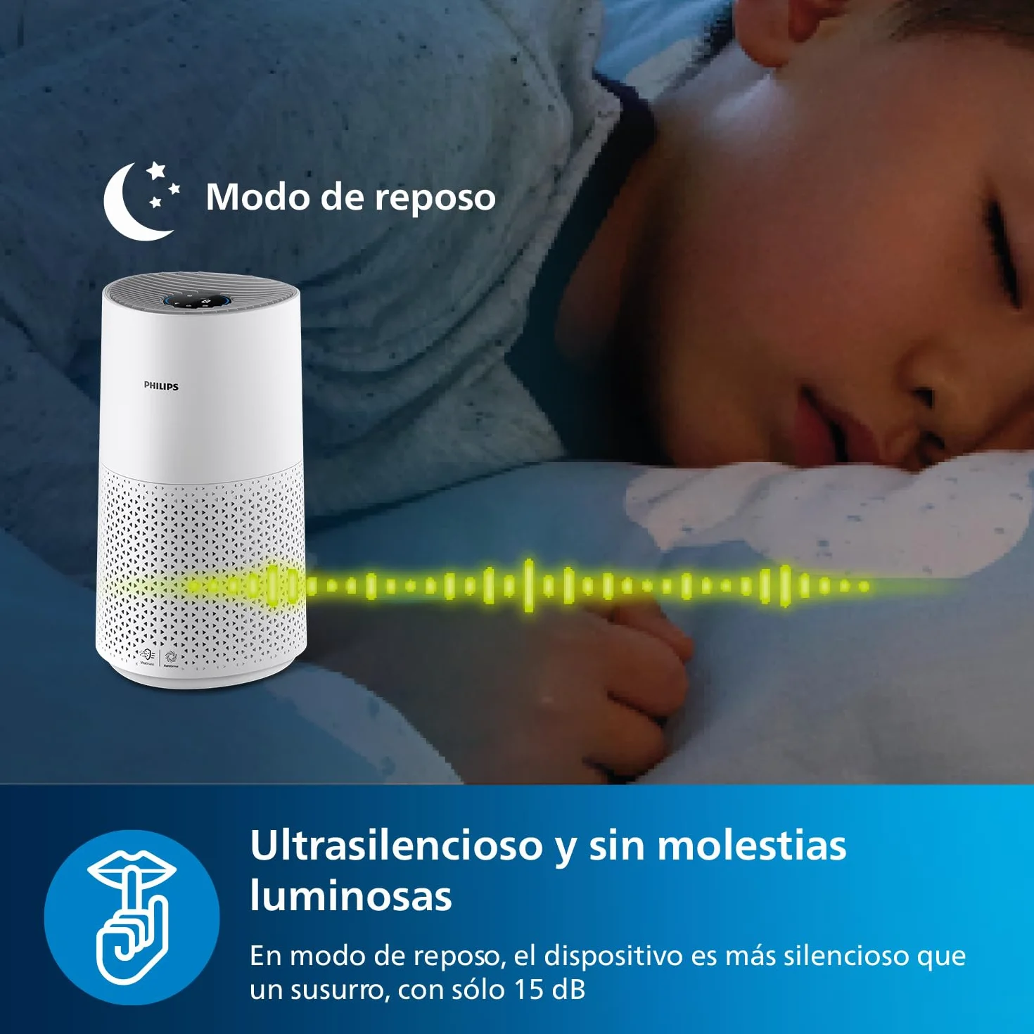 Philips Serie 1000 Purificador de Aire, Elimina Gérmenes, Polvo y Alérgenos en Habitaciones de hasta 78 m², CADR 300 m³/h, Modo de Reposo (AC1711/10)