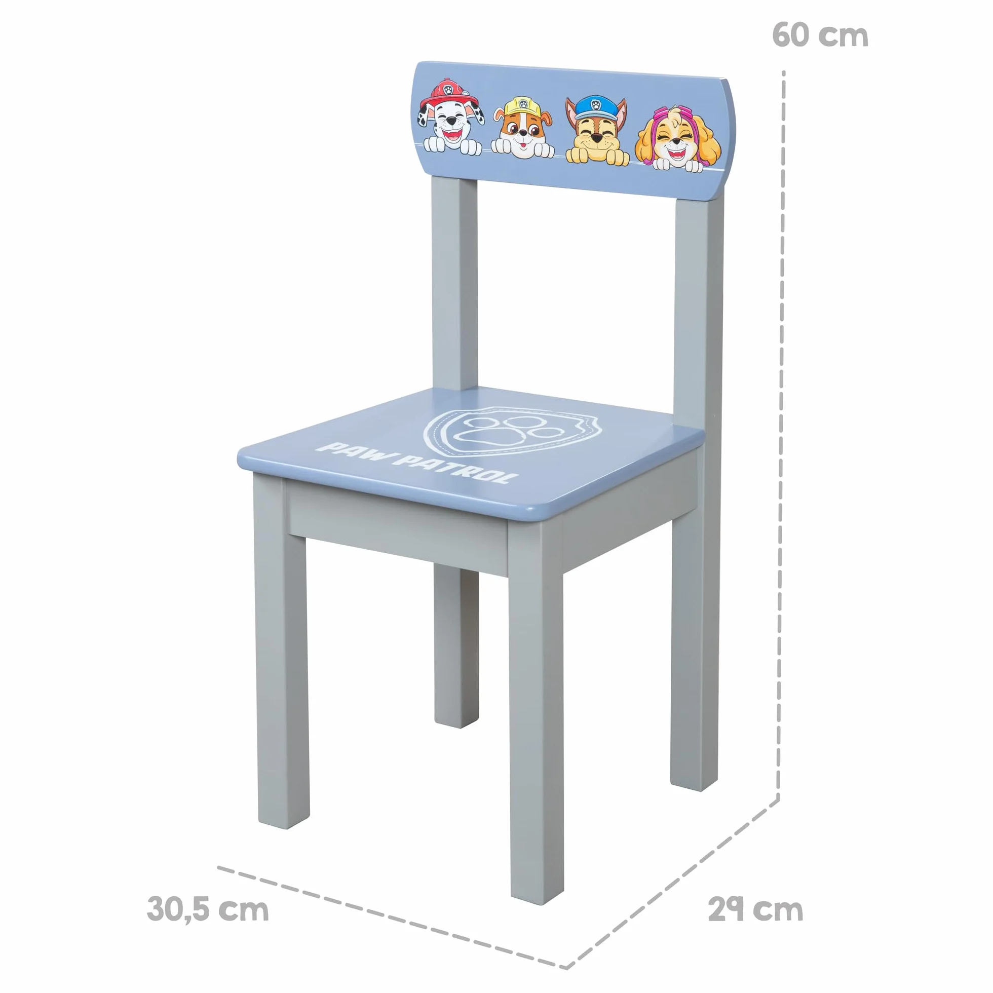 roba Silla Infantil Paw Patrol - Complemento Ideal para el Grupo de Asientos roba - Mueble Infantil para Niños a Partir de 18 Meses - Motivo de los Héroes de la Serie Popular - Madera Gris/Azul