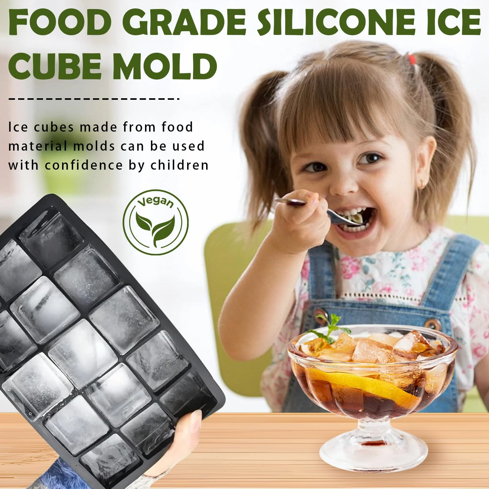 Cubiteras Para Hielo de Silicona con Tapa, 2 Piezas, Bandejas Cuadradas 3.5cm, BPA Free