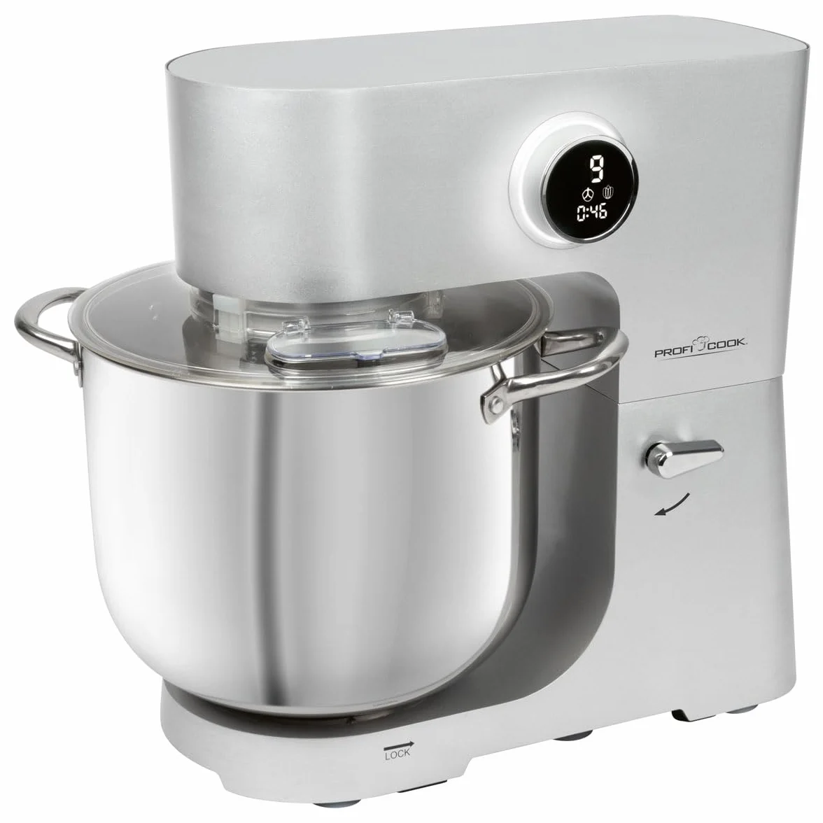 ProfiCook® robot de cocina | XXL | 12L bol | amasadora | motor 2500W | engranaje metálico | pantalla LED | robot de cocina | para hasta 8,5 kg de masa | 13 velocidades | PC-KM 1254 acero inoxidable