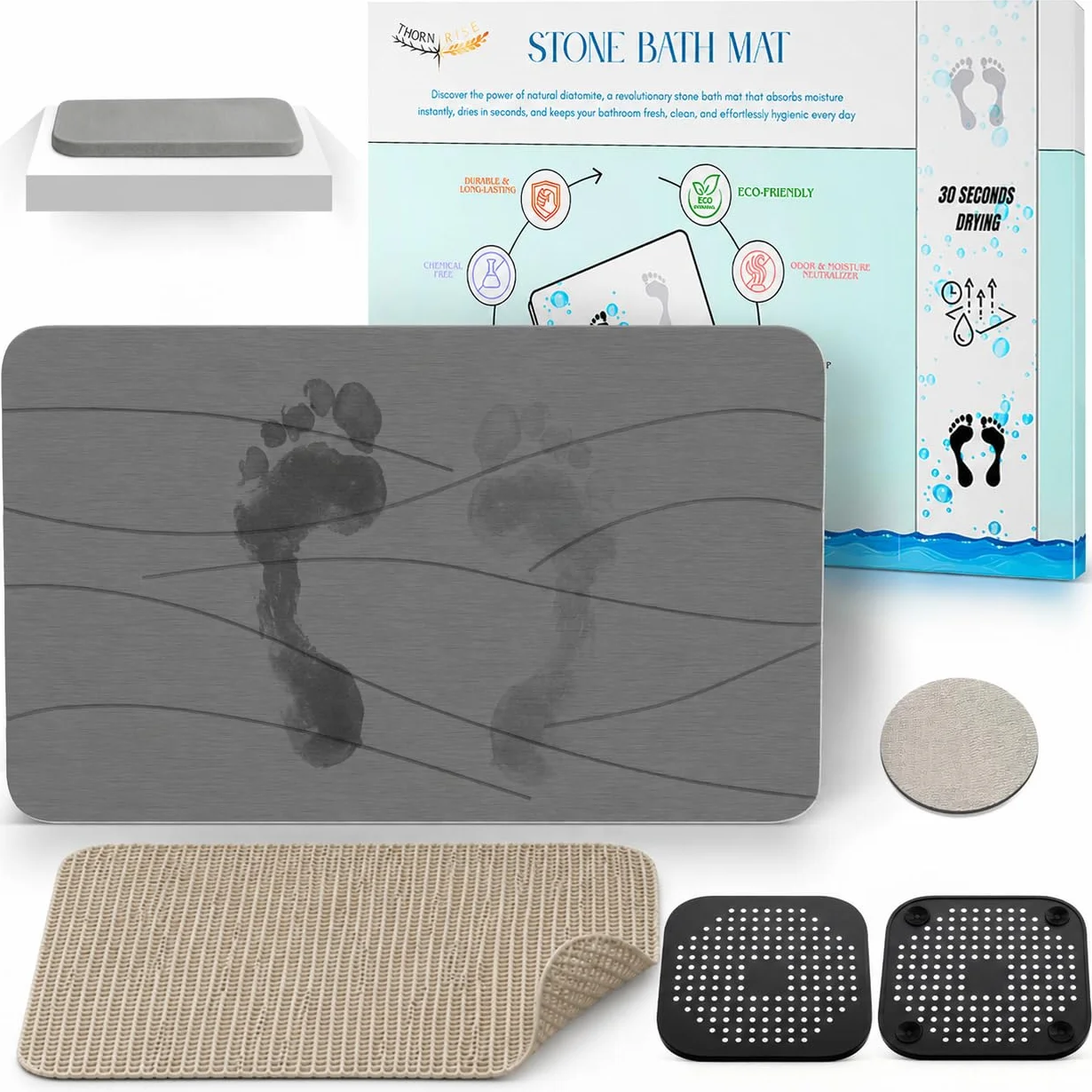 Alfombra Diatomita Baño Antideslizante Antibacteriana Secado Rápido 60x39 cm Gris Oscuro