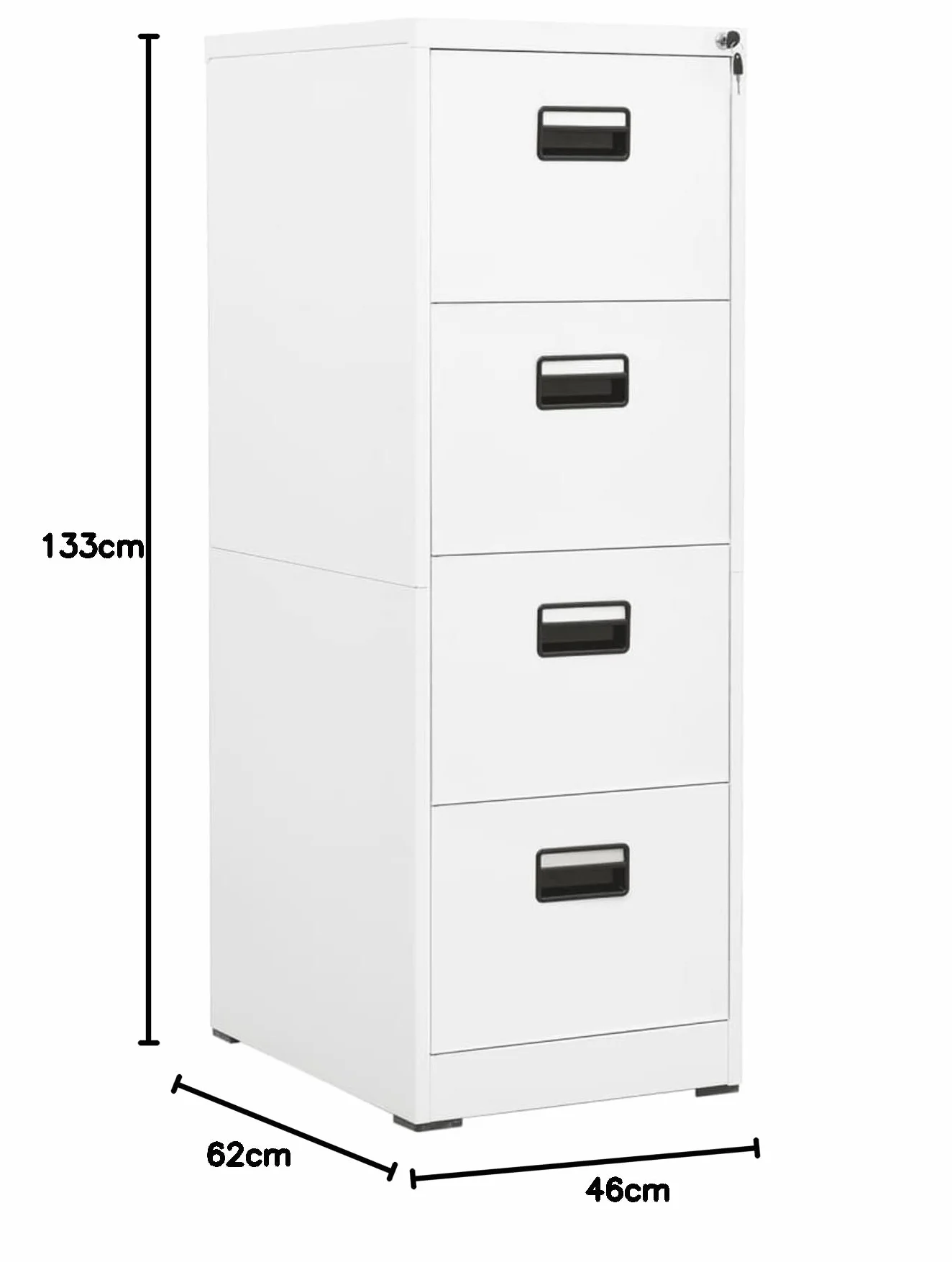 MOONAIRY Armario de Oficina, Mueble Archivador con Cajonera, de Acero Blanco 46x62x133 cm