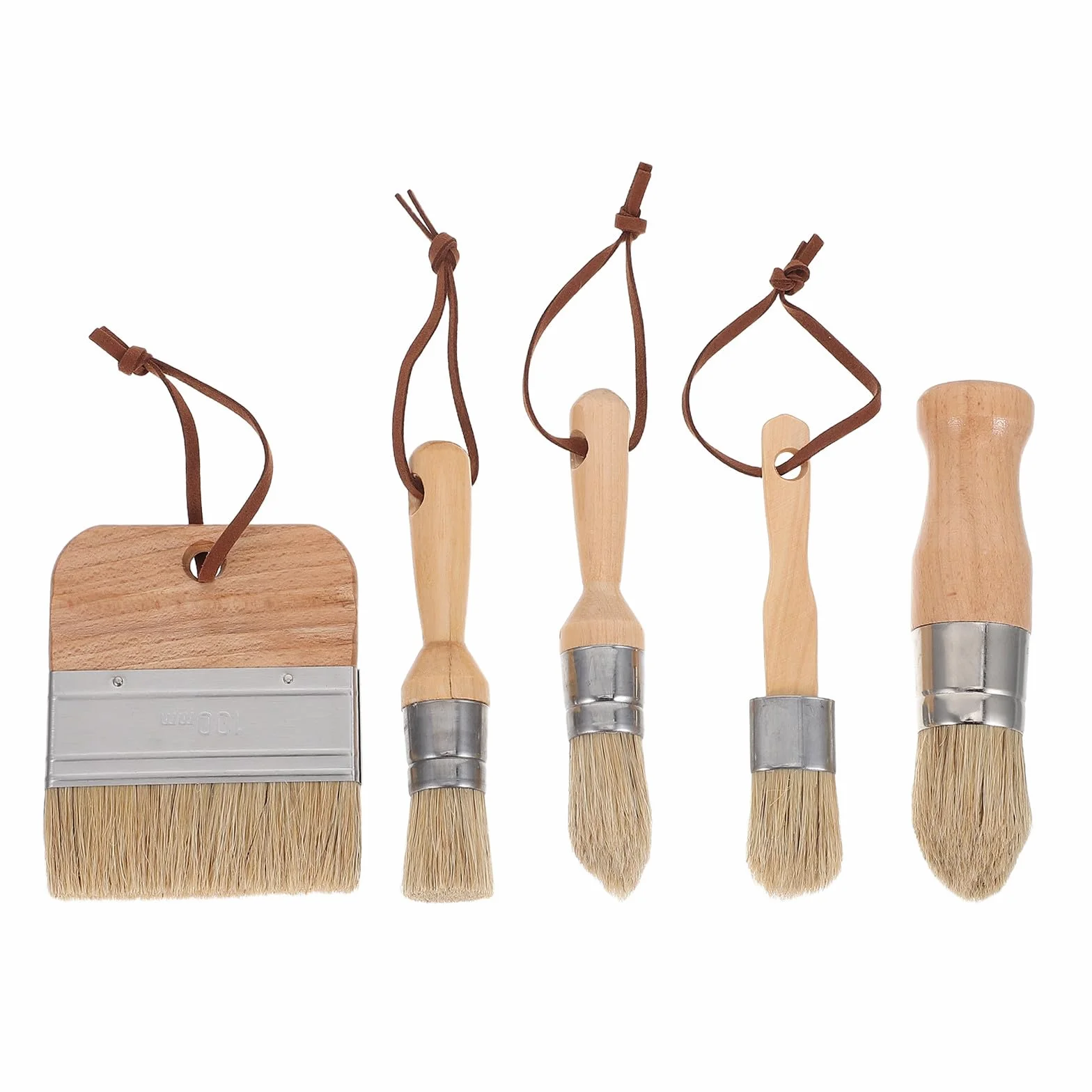 Operitacx Juego de 5 Pinceles para Pintura a la Cera - Pinceles de cerdas de jabalí para Pintura - Suministros para de Muebles - Herramientas Profesionales para la aplicación de en cómodas,