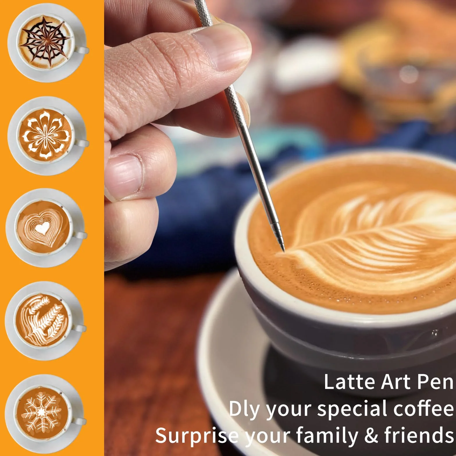 Jarra Leche Barista 350ml con Bolígrafo de Arte Latte - Lechera de Acero Inoxidable para Arte de Café, Capuchino y Espresso, Jarra Cafe