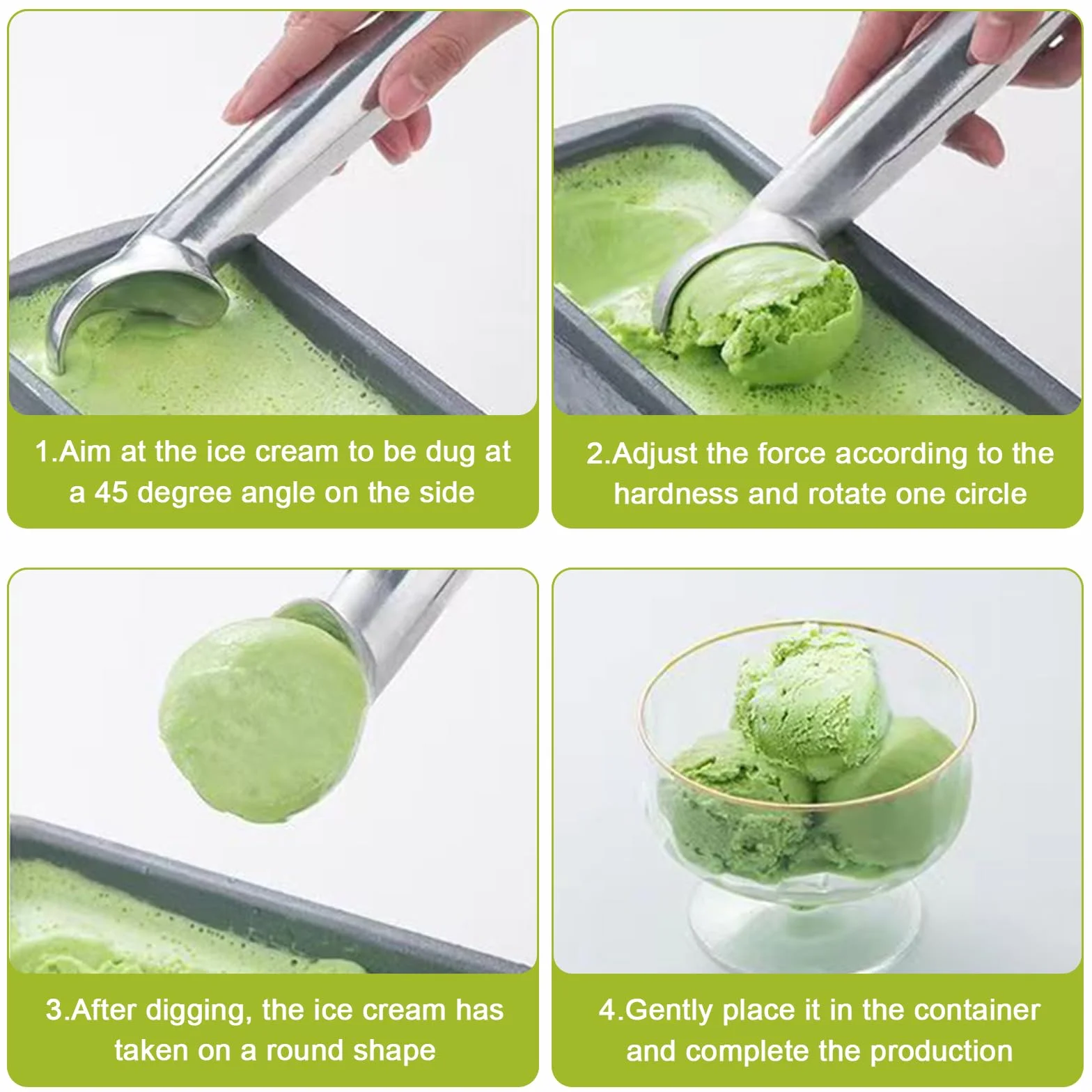 Cuchara para Helado 2 Piezas 18,5 cm Antiadherente Sacabolas Helado Resistente