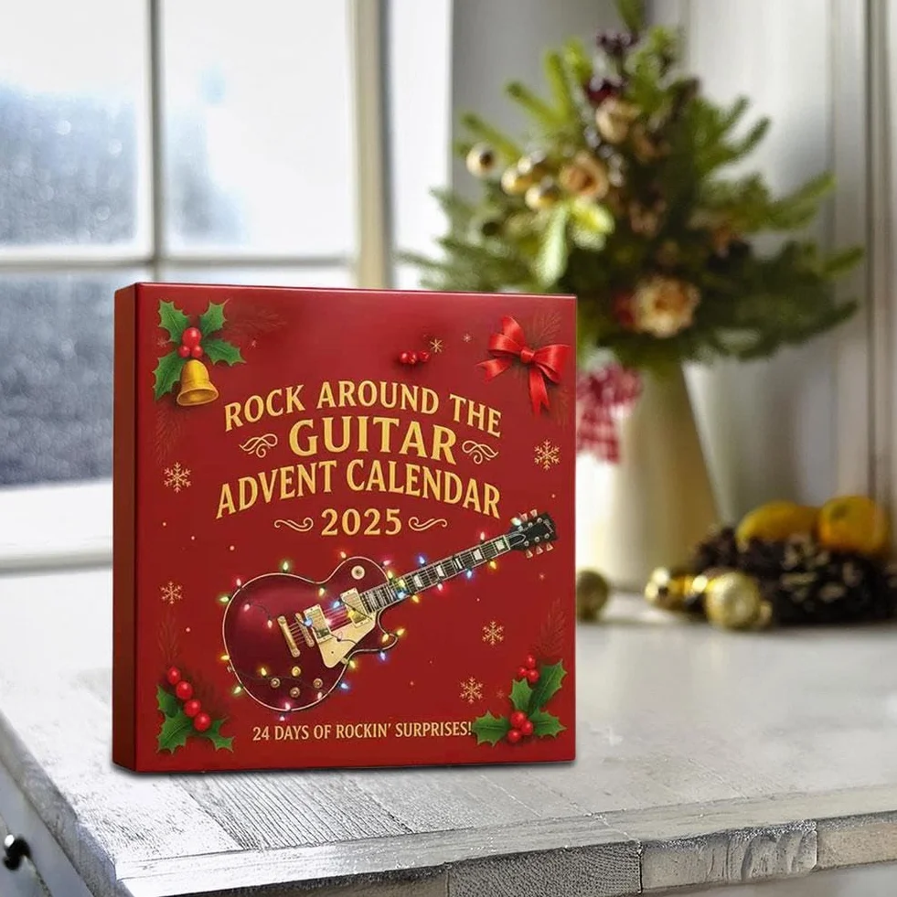 Calendario de Adviento 2025 Guitarra Rock – 24 Mini Adornos de Guitarra Eléctrica Acrílica 2D