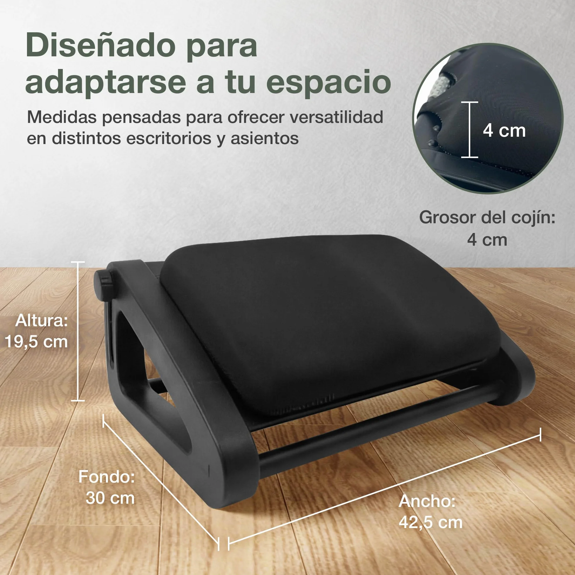 Reposapiés ergonómico con cojín viscoelástico y 6 alturas ajustables para oficina, casa y escritorio