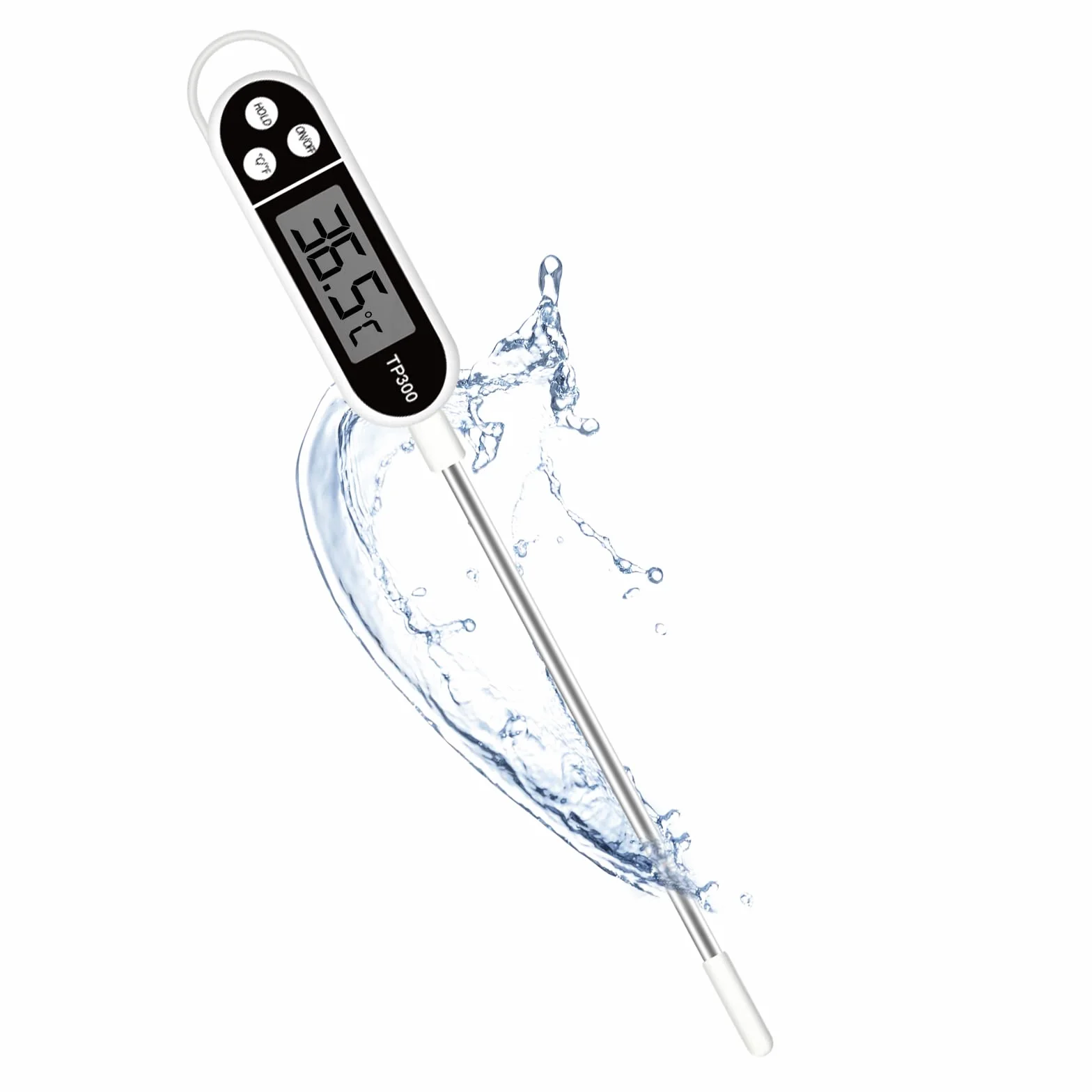 Jsdoin Termómetro Digital de Cocina, LCD Termómetro de Cocina con Sonda Larga, Termómetro Doméstico para Carne, BBQ, Comida, Horno, Liquidos, Aceite, Agua