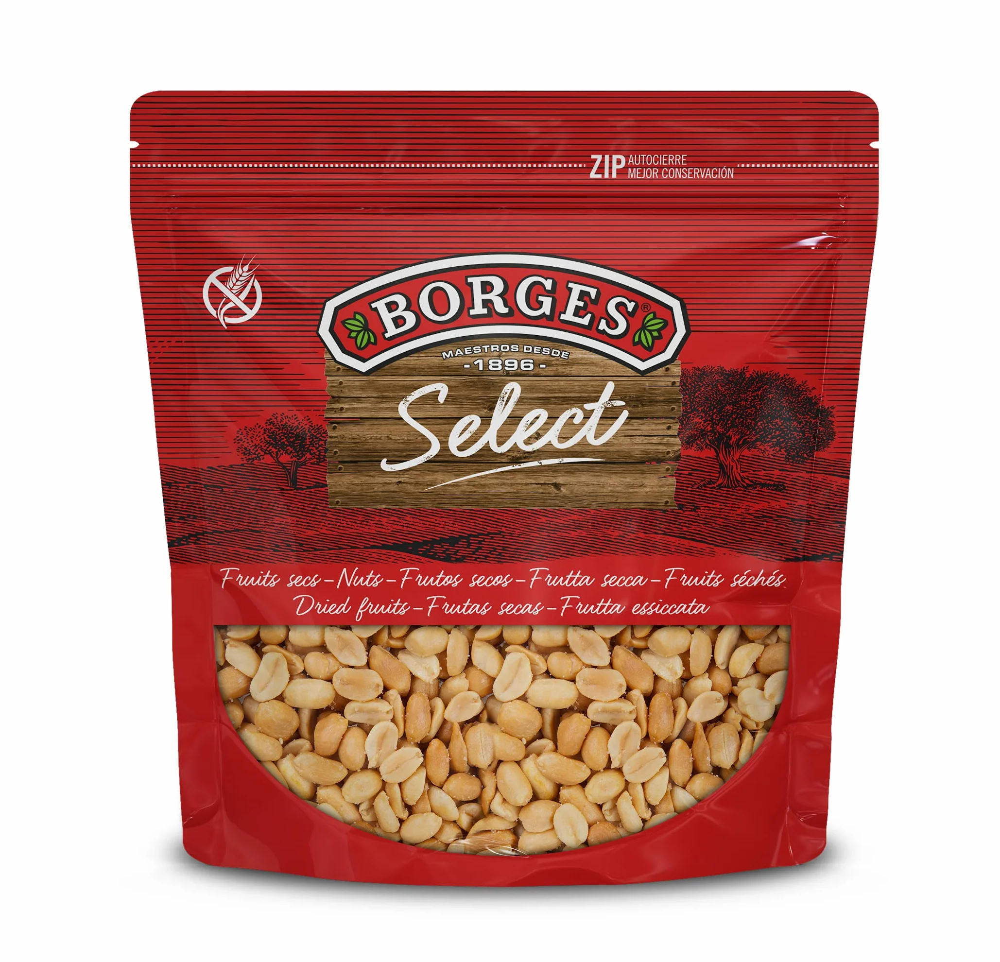 Borges Cacahuetes Pelados Fritos y Salados 1 Kg Frutos Secos sin Gluten