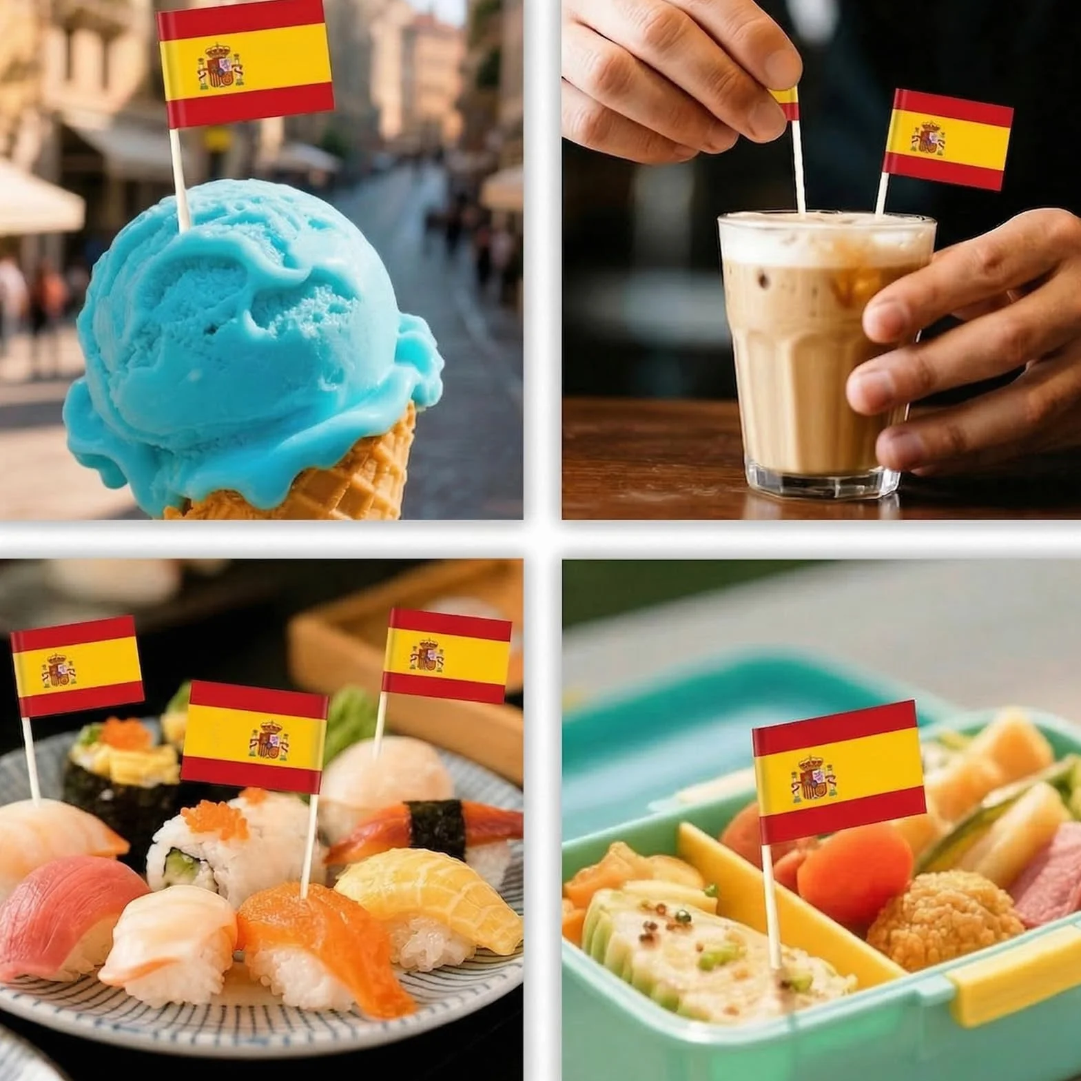Banderas de Palillos España 2026-100Pcs - Banderitas Españolas para Tapas, Canapés y Fiestas