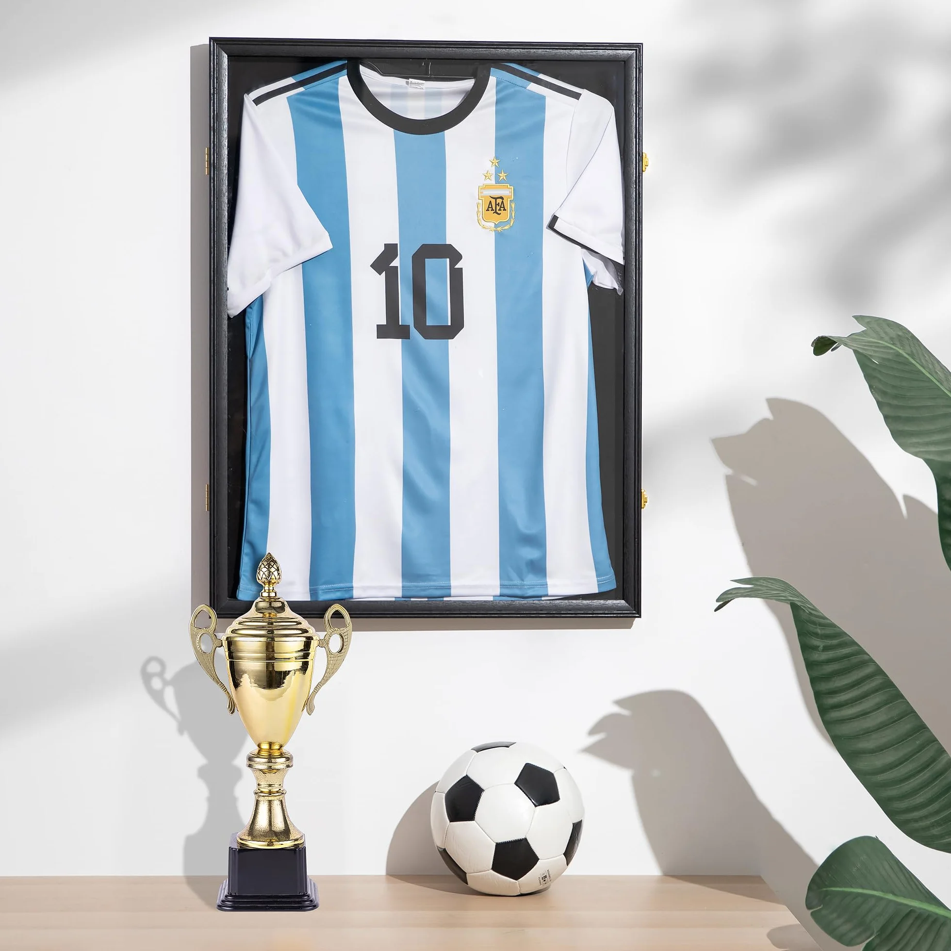 Marco de camiseta de fútbol de 70 x 90 cm, marco 3D, marco de objetos grandes, para adultos, hockey sobre hielo, fútbol, baloncesto, camiseta negra