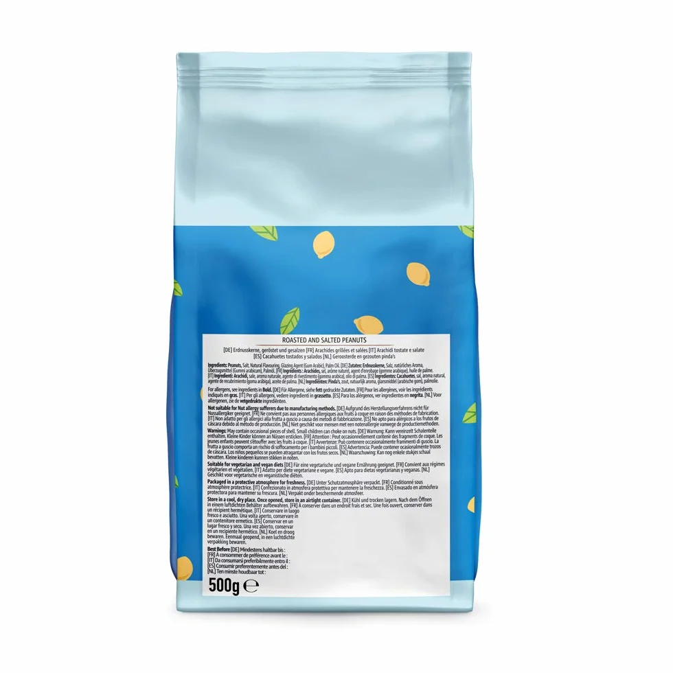 Happy Belly Cacahuètes tostados y salados 500 g Paquete de 2
