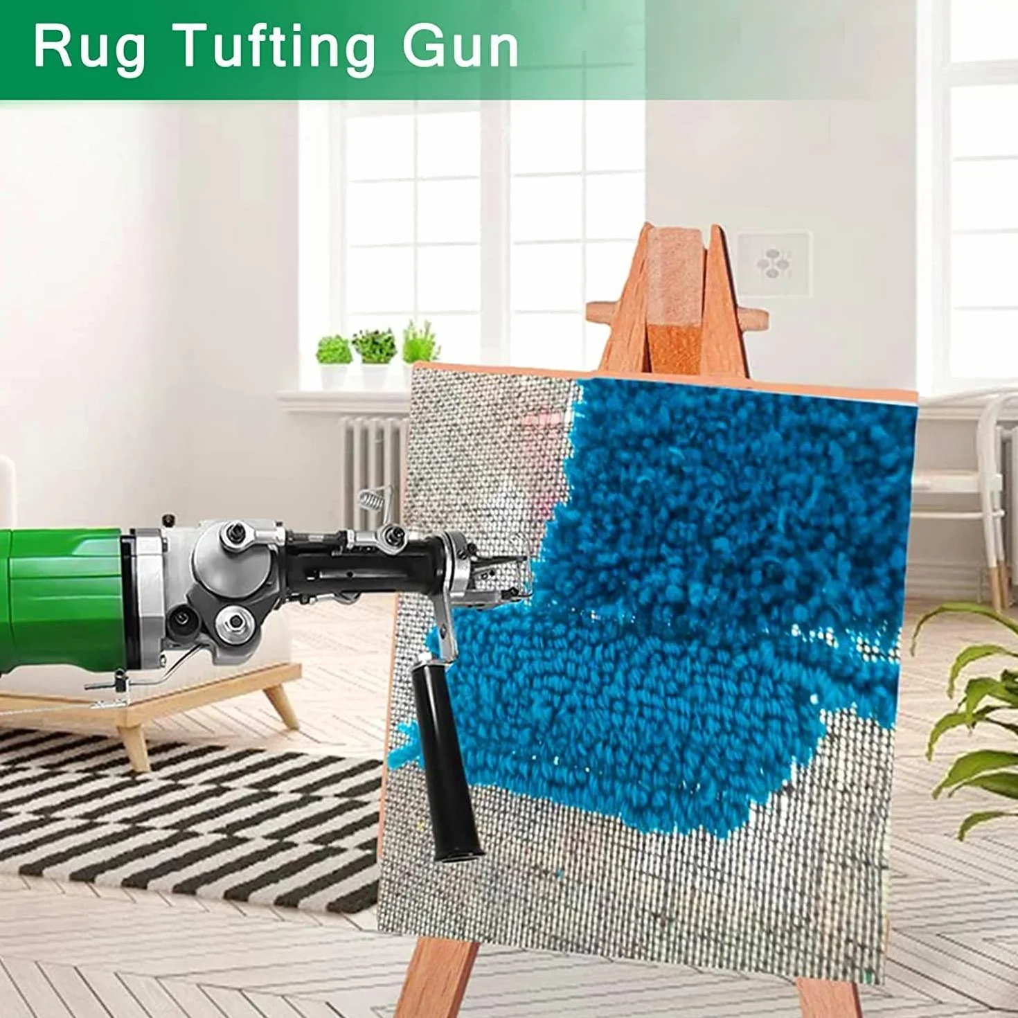 Pistola eléctrica para tufting de alfombras, Telar de alfombras, máquina de Flocado, máquina de Bordar Industrial, máquina de Tejer 2 en 1 de Pelo Cortado y Pelo en Bucle