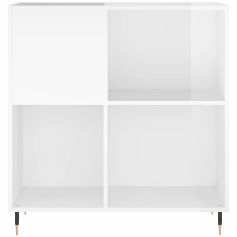 Mueble discos madera contrachapada blanco brillo 84,5x38x89 cm Almacenamiento CD DVD
