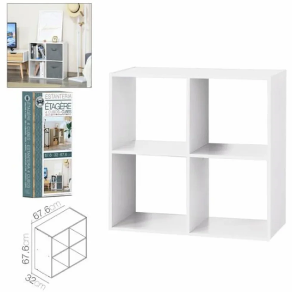 Estantería 4 Cubos 67.6 x 32 x 67.6 cm Blanco