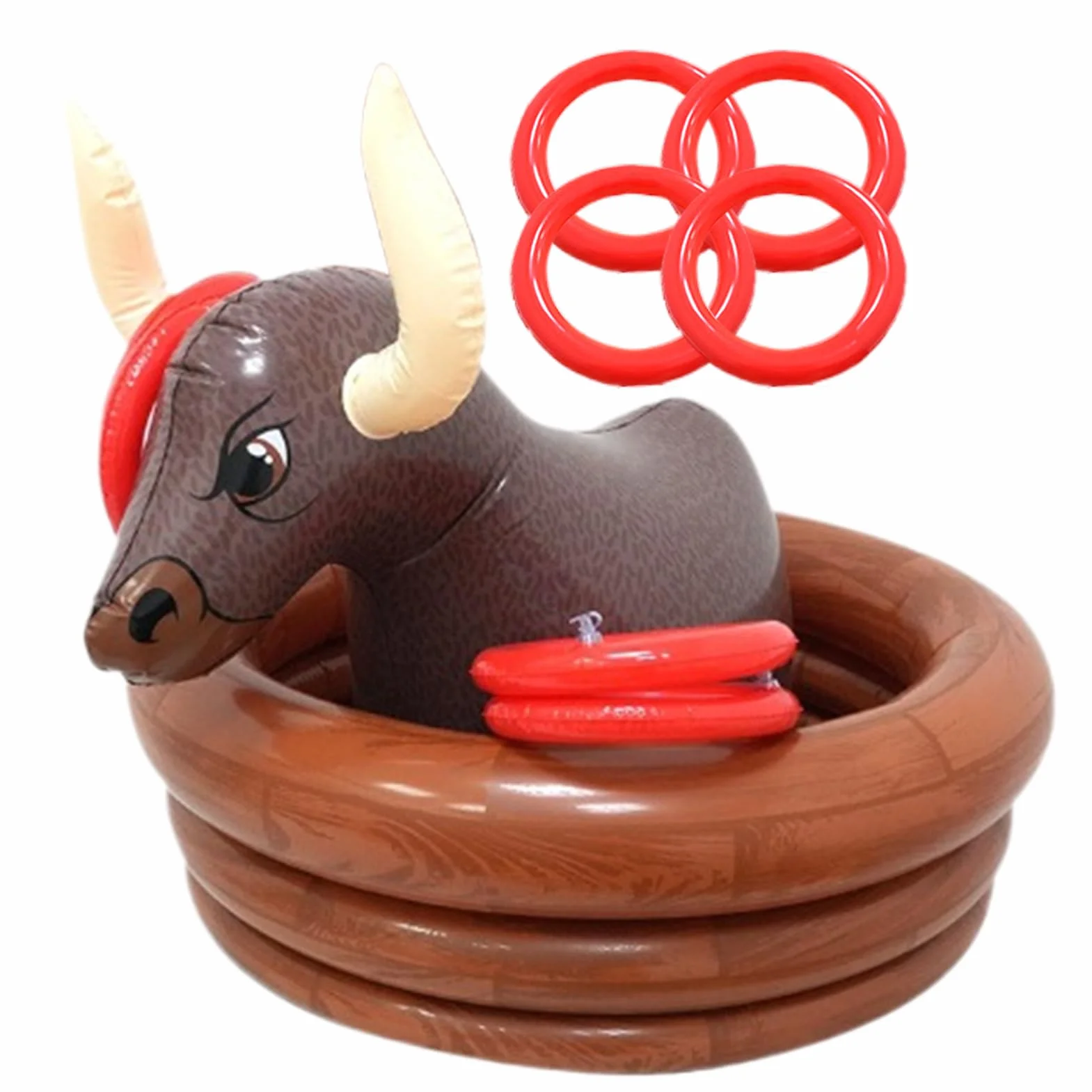 Enfriador inflable flotante: contenedor de cerveza en forma de toros, soporte de bebidas, accesorio para fiestas | Summer Pool Beach Picnic Cumpleaños Buffet Buffet Oktoberfest Suministros de fiesta