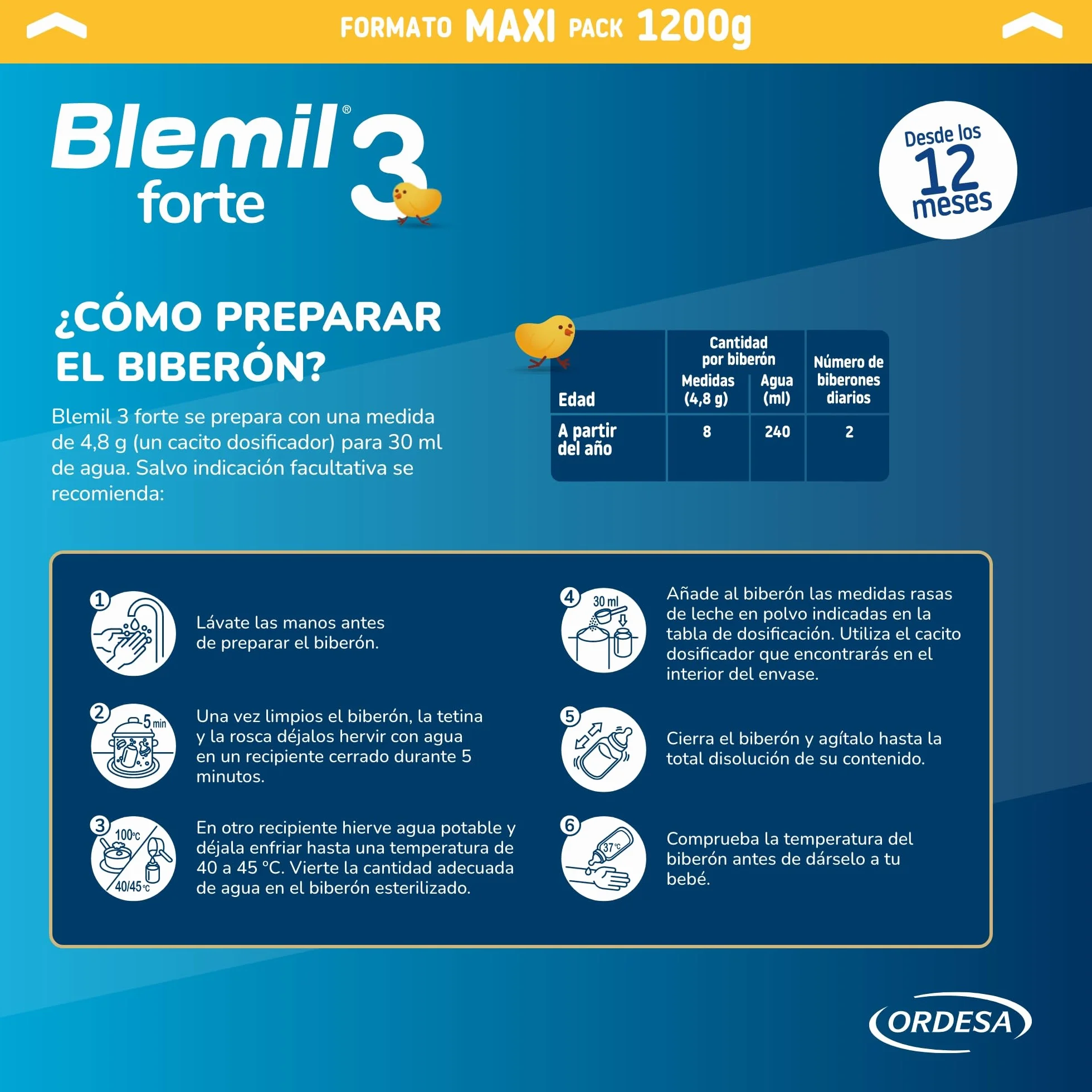 Blemil Plus 3 Forte 1200 g Preparado Lácteo en polvo para Niños 1-3 Años