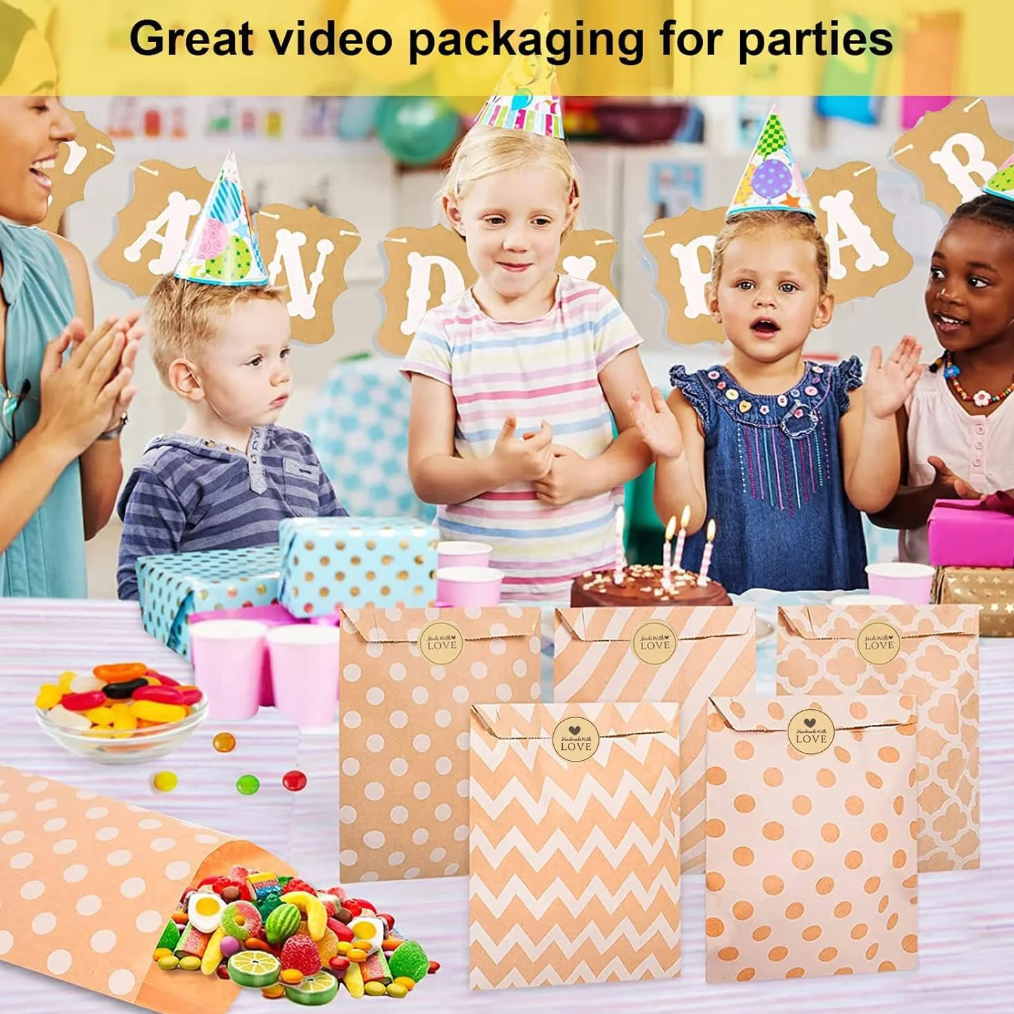 Candy Bar Accesorios Decoración 67pcs Bolsas Caramelo Pinzas Guirnalda Bodas Cumpleaños