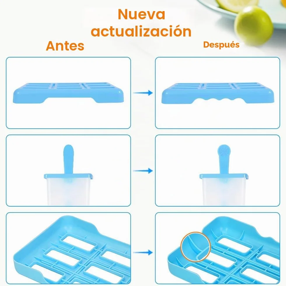 Moldes para Helados 9 Cavidades Reutilizable sin BPA, DIY Molde Helado con Palo, Cepillo y Embudo