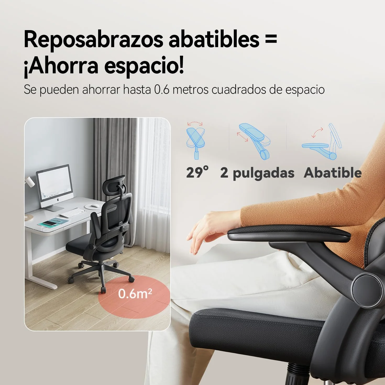 SIHOO M102C Silla ergonomica Escritorio, Silla de Oficina Grande y Alta con reposabrazos Plegables, Soporte Lumbar Ajustable Silla Escritorio, Silla Oficina ergonómica para Uso doméstico - Negro