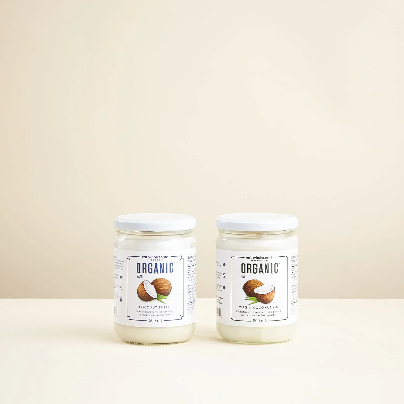 Eat Wholesome Aceite De Coco Virgen Orgánico 500ml Crudo Prensado En Frío Tarro De Cristal Vegano