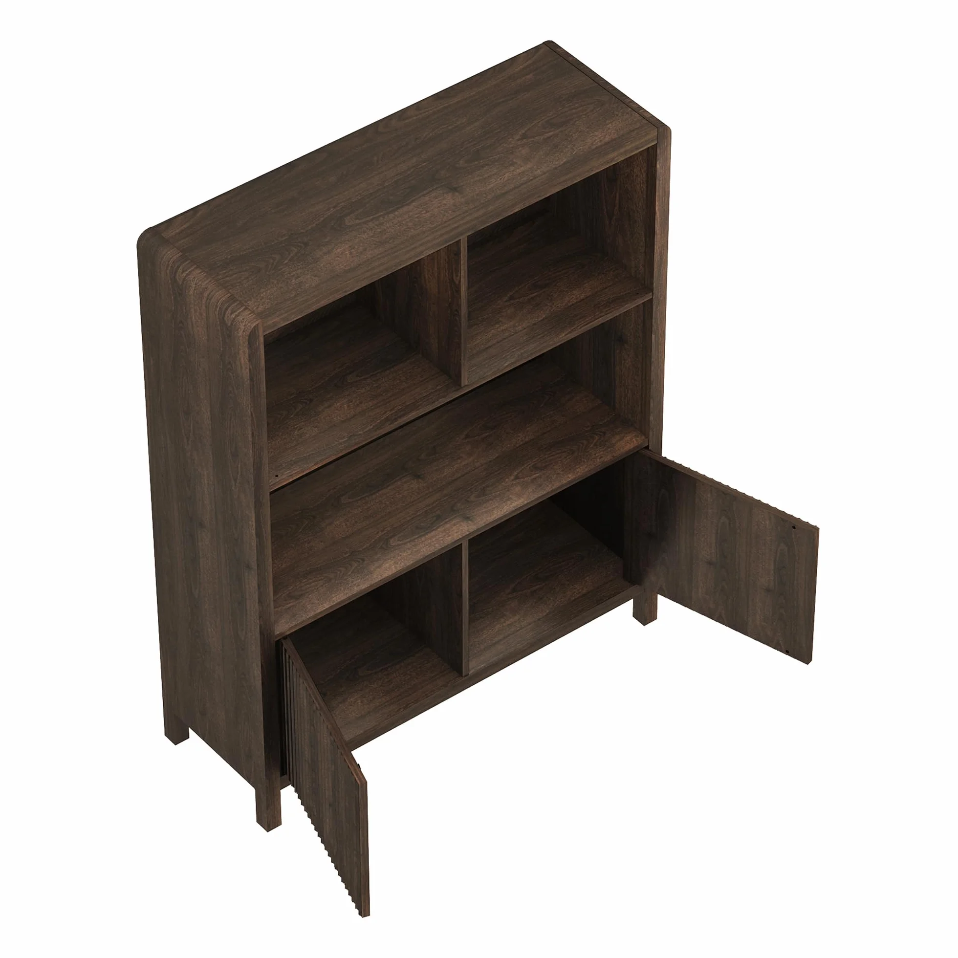 [en.casa] Aparador Alto Lukkodso con Compartimentos Mueble Auxiliar con 2 Puertas Variables Rectangular Armario Multiusos 103 x 80 x 28 cm - Efecto Nogal