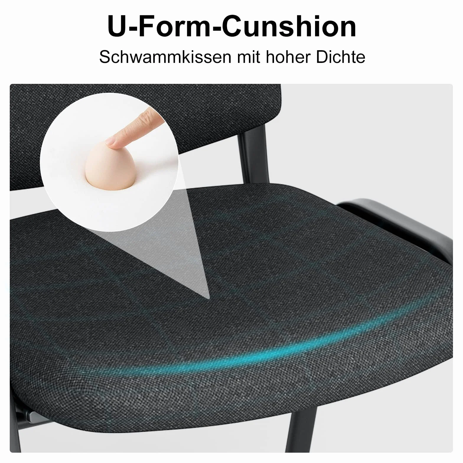 BASETBL Silla de Conferencia Apilable, Silla Visitante con Relleno y Estructura Metálica, 2 Unidades