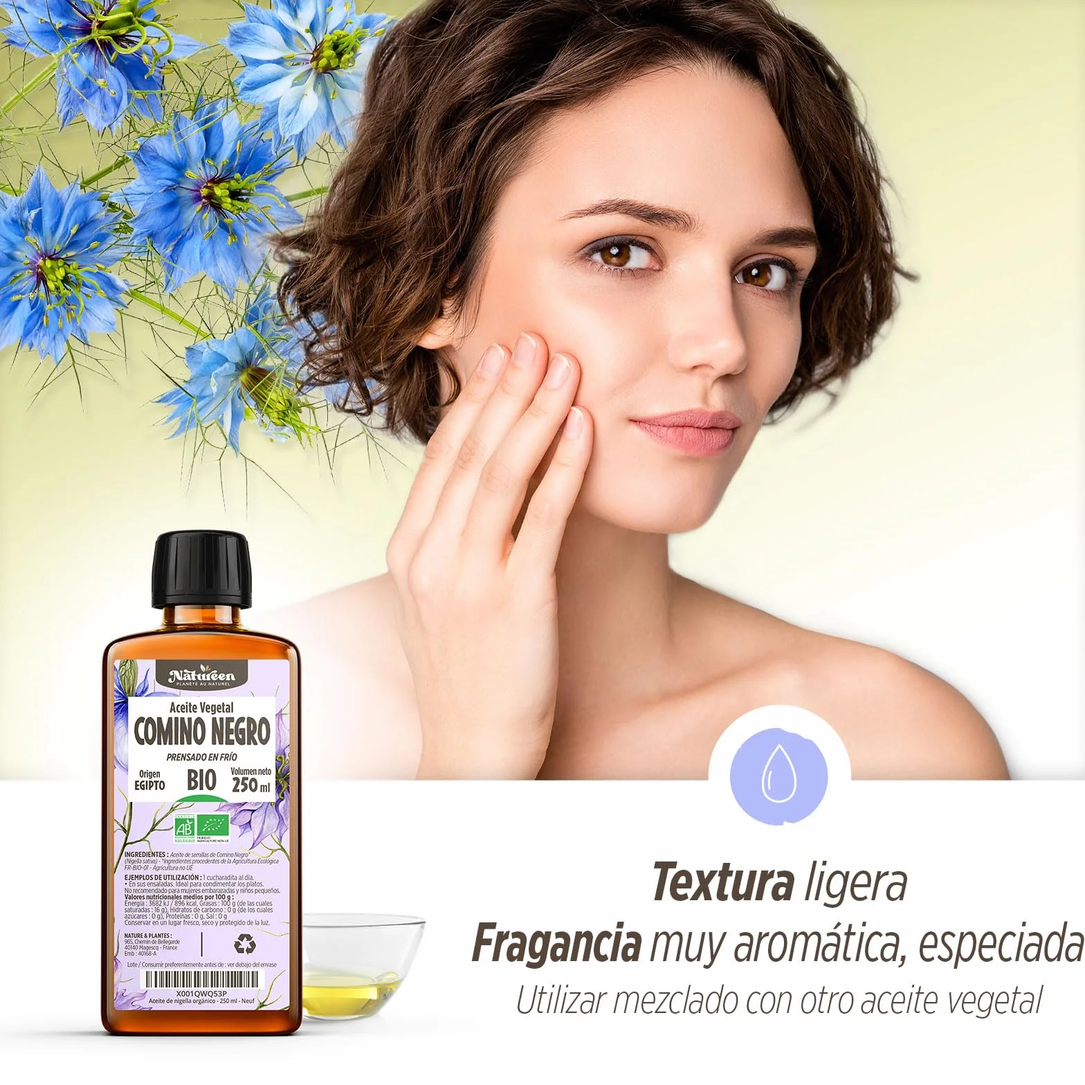 Aceite de Comino Negro Orgánico 150 ml - Nigella sativa - Prensado en Frío