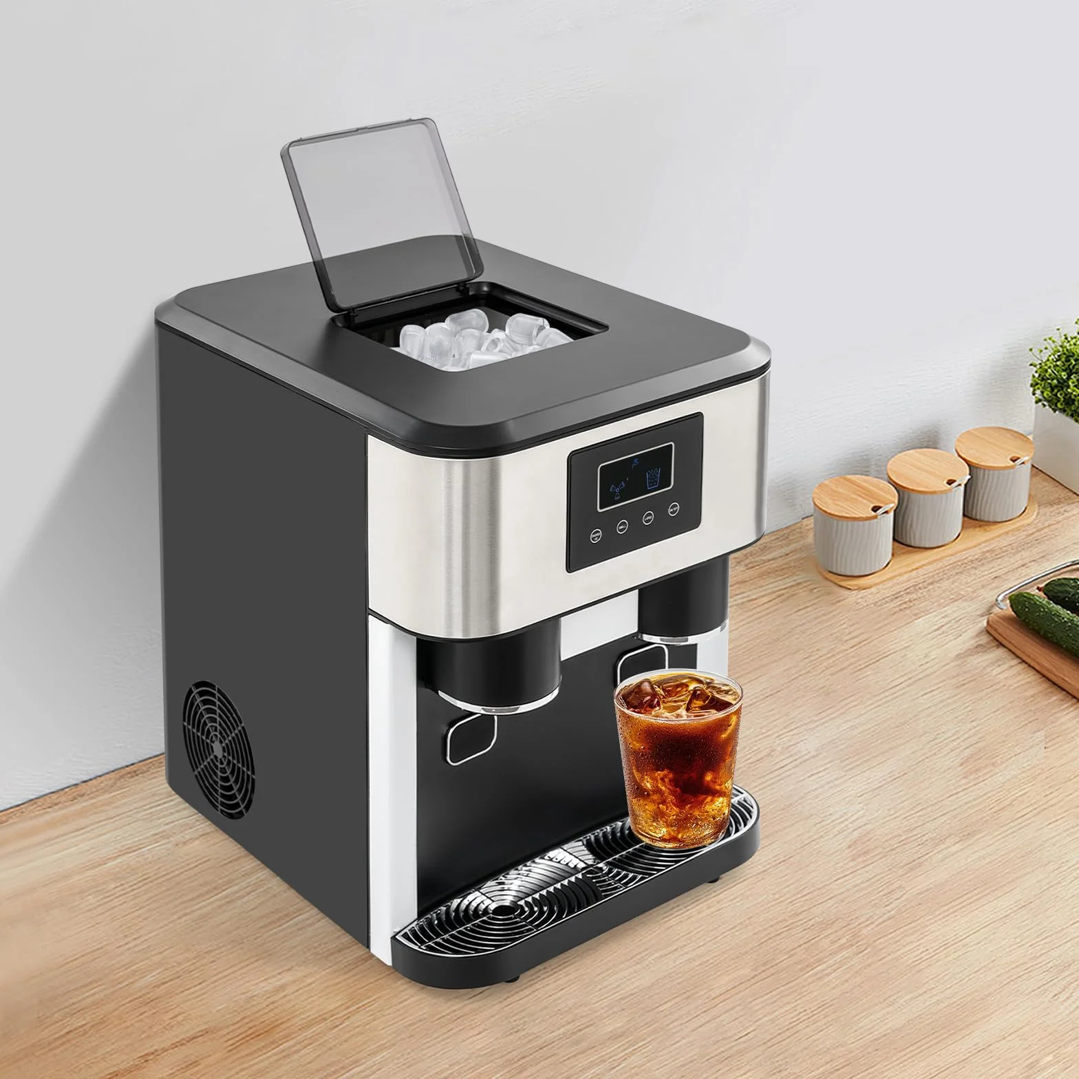 Máquina para Hacer Cubitos de Hielo Pequeña 3 en 1, Maquina de Hielo Doméstica con Hielo Picado, Hielo en Bala y Agua Fría, Autolimpiante, Máquina de Hielo de Mesa para el Hogar, Oficina