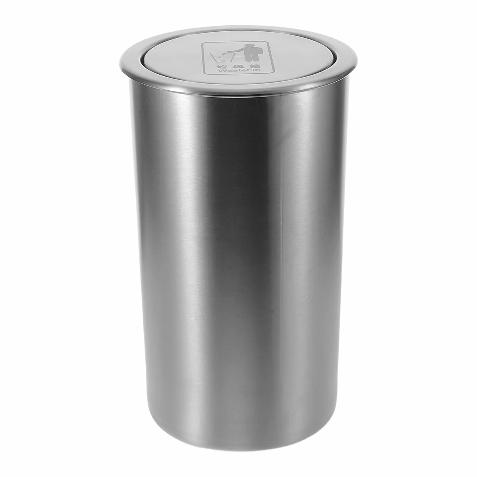 PRETYZOOM Cubo de Basura de Cocina Empotrado de Acero Inoxidable Tapa Giratoria Higiénica, Diseño Redondo Moderno para Cocinas Compactas y Restaurantes