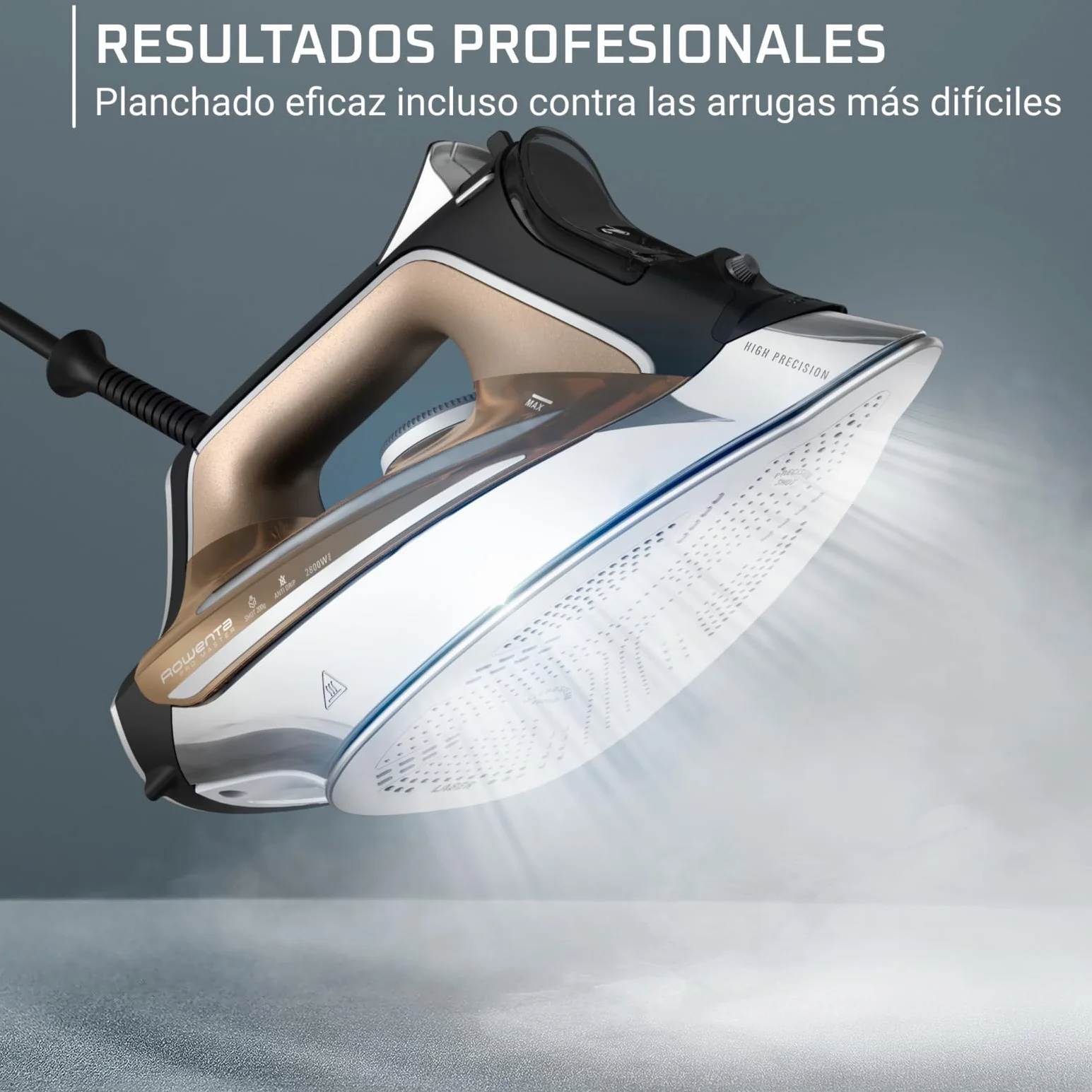 Rowenta Pro Master DW8203D1 – Plancha de Vapor 2800W, Golpe 200 g/min, Vapor Continuo 45 g/min, Suela Microsteam 400 HD, Depósito 310 ml, Antical, Antigoteo, Función Eco y Vapor Vertical