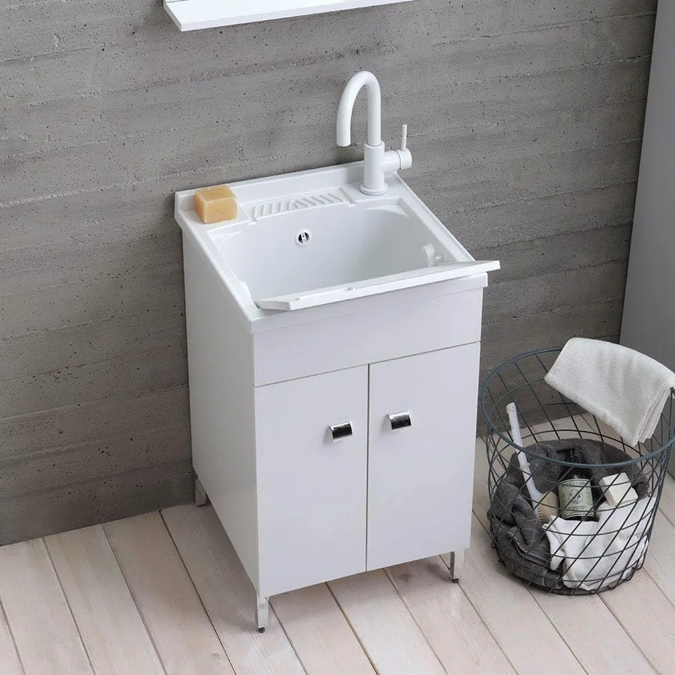 Kiamami Valentina - Mueble lavadero 50 cm blanco con tabla de lavado extraíble |Pratico