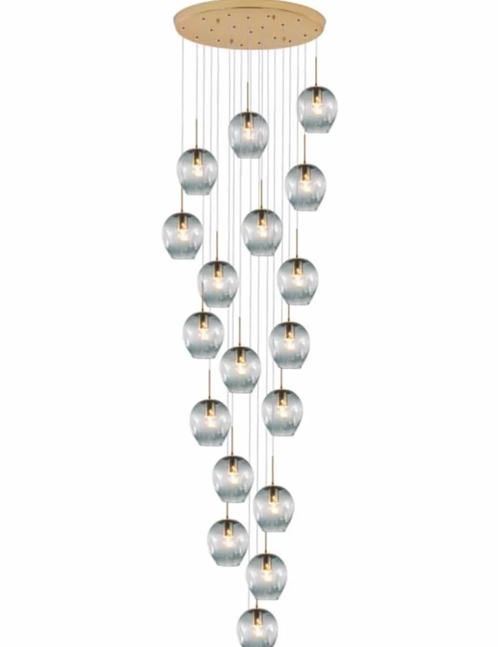 PTLYE Lámpara de araña de Escalera Grande de 18 Bolas, Moderna, Minimalista, Creativa, para Hotel, Villa, Escalera, lámpara Colgante clásica de Bola de Cristal Azul, luz de Techo Grande para Sala
