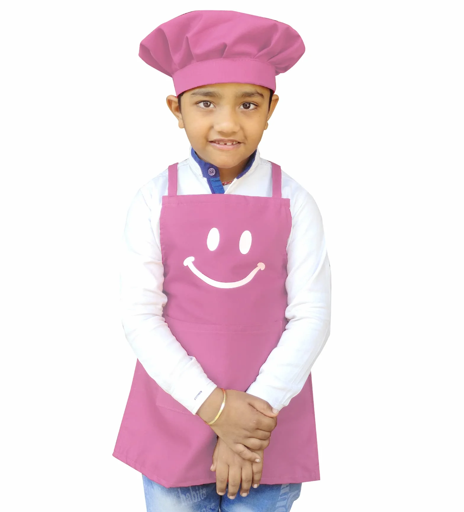Switchon - Delantal de cocina impermeable para niños con 2 bolsillos y gorra de chef, estilo babero ajustable, poliéster, uso en la escuela y el hogar para niños, fabricado en