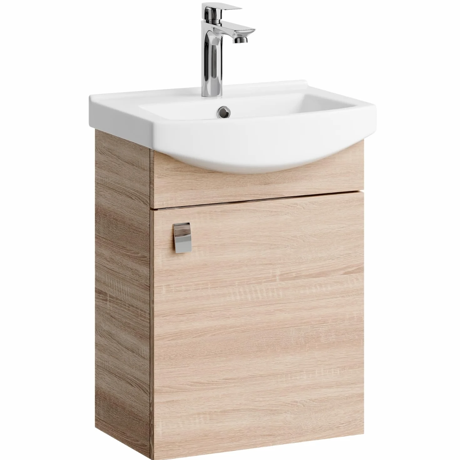 Planetmöbel Conjunto de Muebles de baño Lavabo con Mueble 45 x 60 x 33 cm para Aseo de Invitados, Roble Sonoma