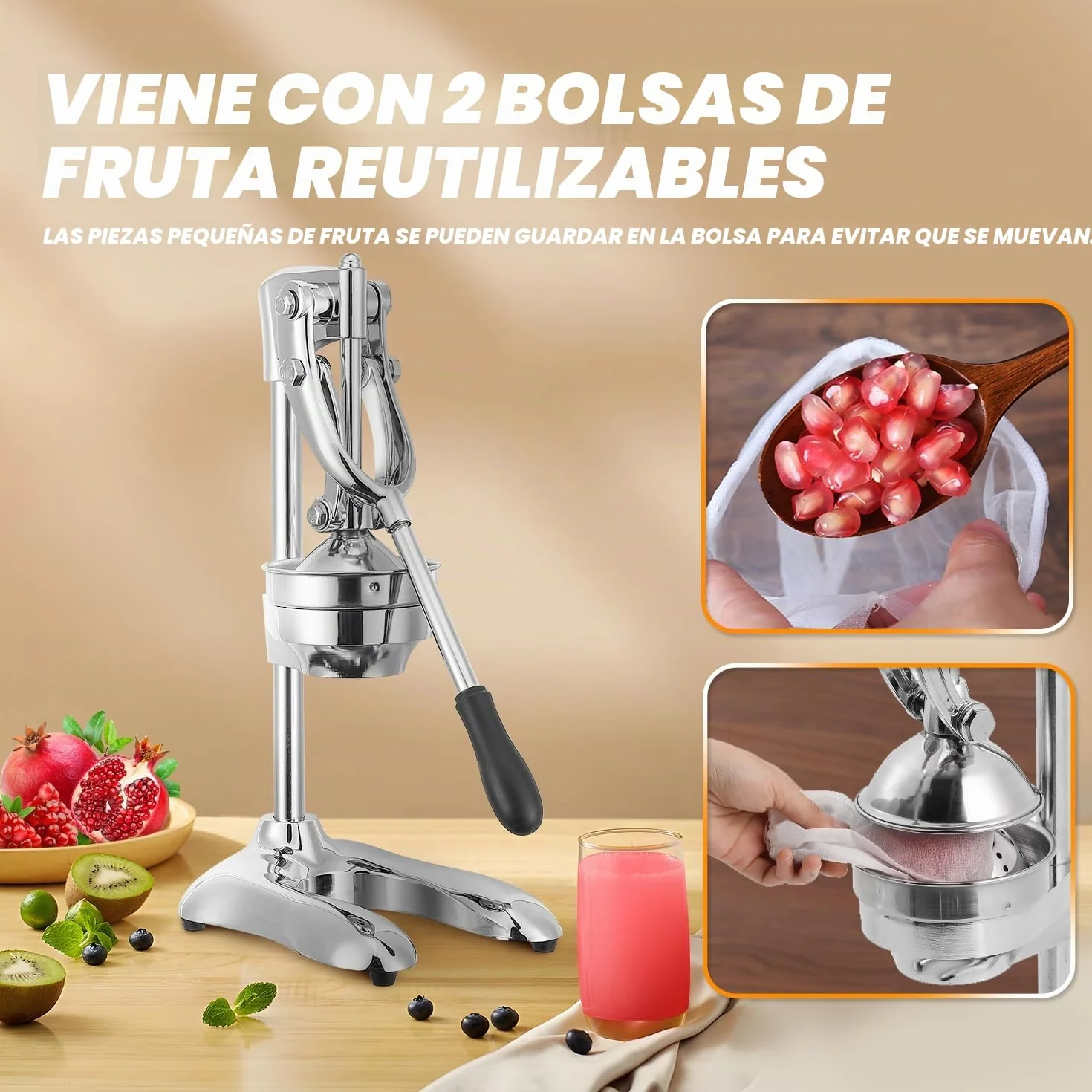 Exprimidor De Cítricos Manual Comercial De Doble Modo Moongiantgo, Prensa Ergonómica Para Naranjas, Limones Y Sandías