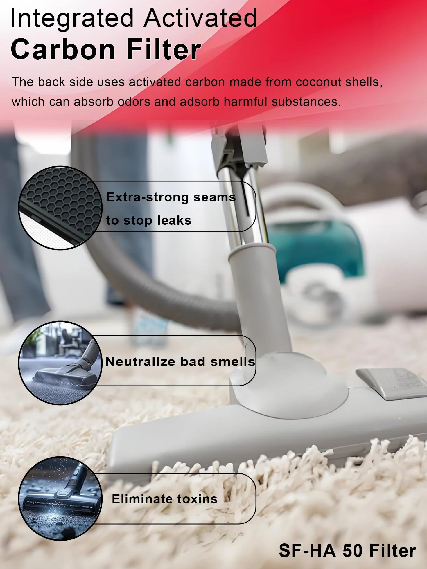 3 paquetes de Carbón Activado Filtros Hepa Airclean Reemplazo para Miele SF-HA 50, para Aspiradora Compacta C1/C2, Completa C2/C3, S4, S5, S6, S8, S4000-4999, S5000-S5999, S6000-S6999, S8000