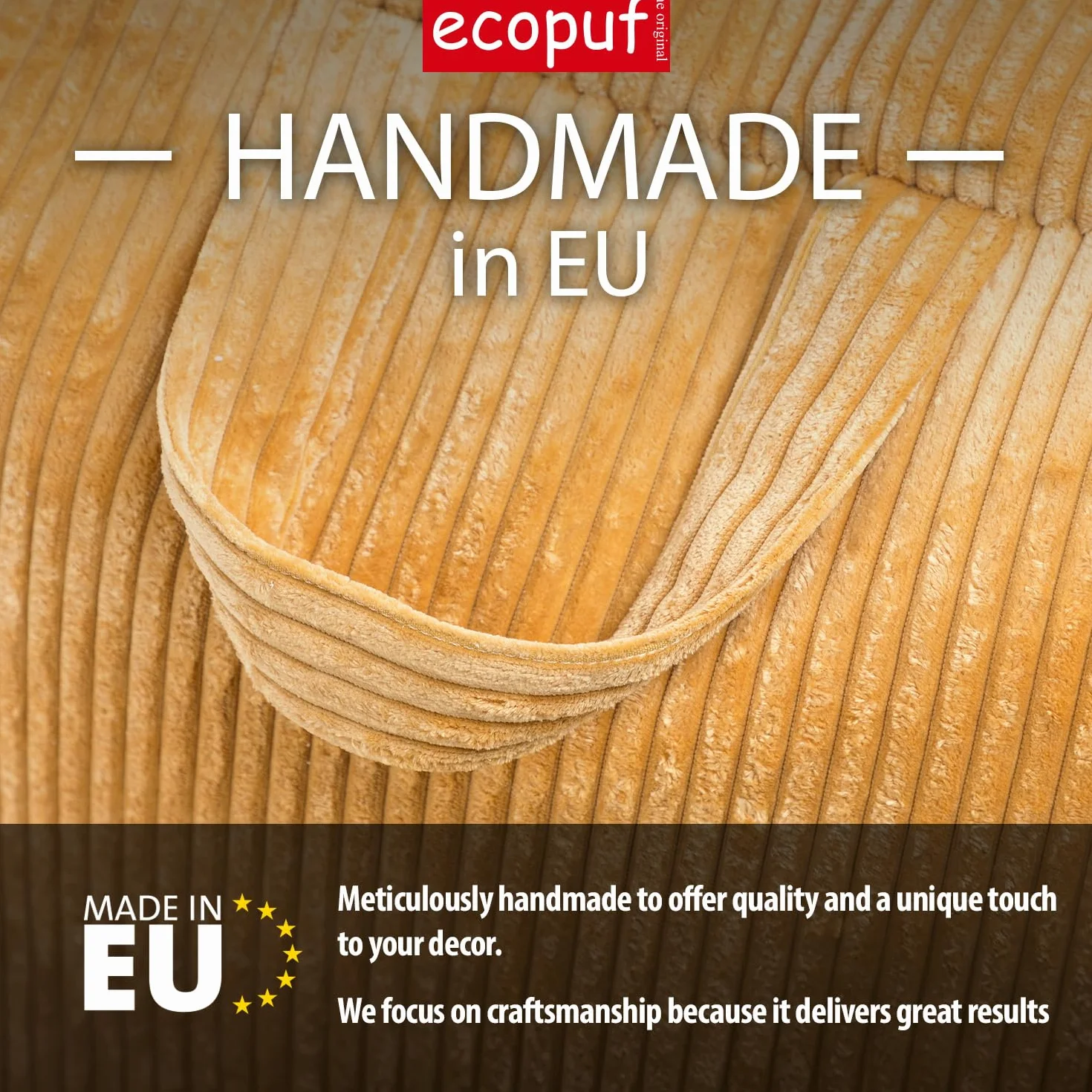 Ecopuf Master – Puf chaise longue de exterior – Sillón con bolsillo lateral – Relleno de bolas de poliestireno – Tumbona de 115 x 65 x 60 cm