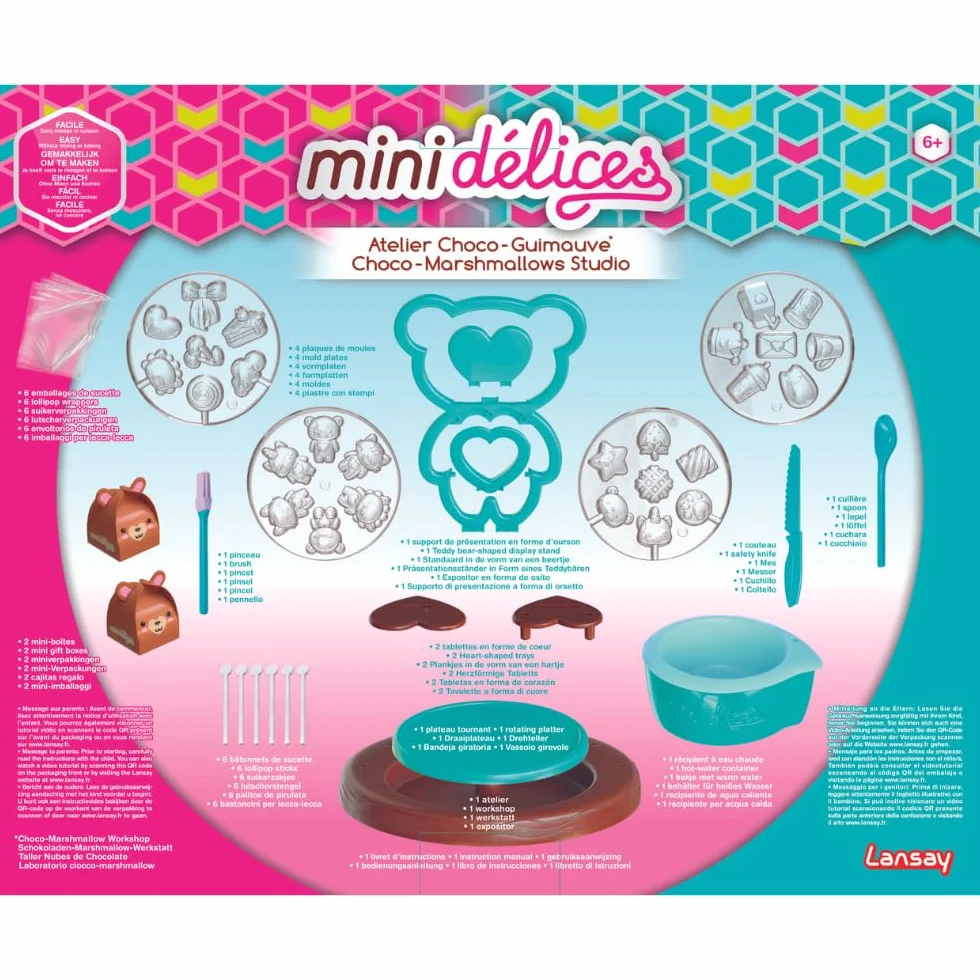 Lansay MINI DÉLICES Taller de Choco Marshmallow Crea Animales y Formas de Chocolate con Corazones de Marshmallow