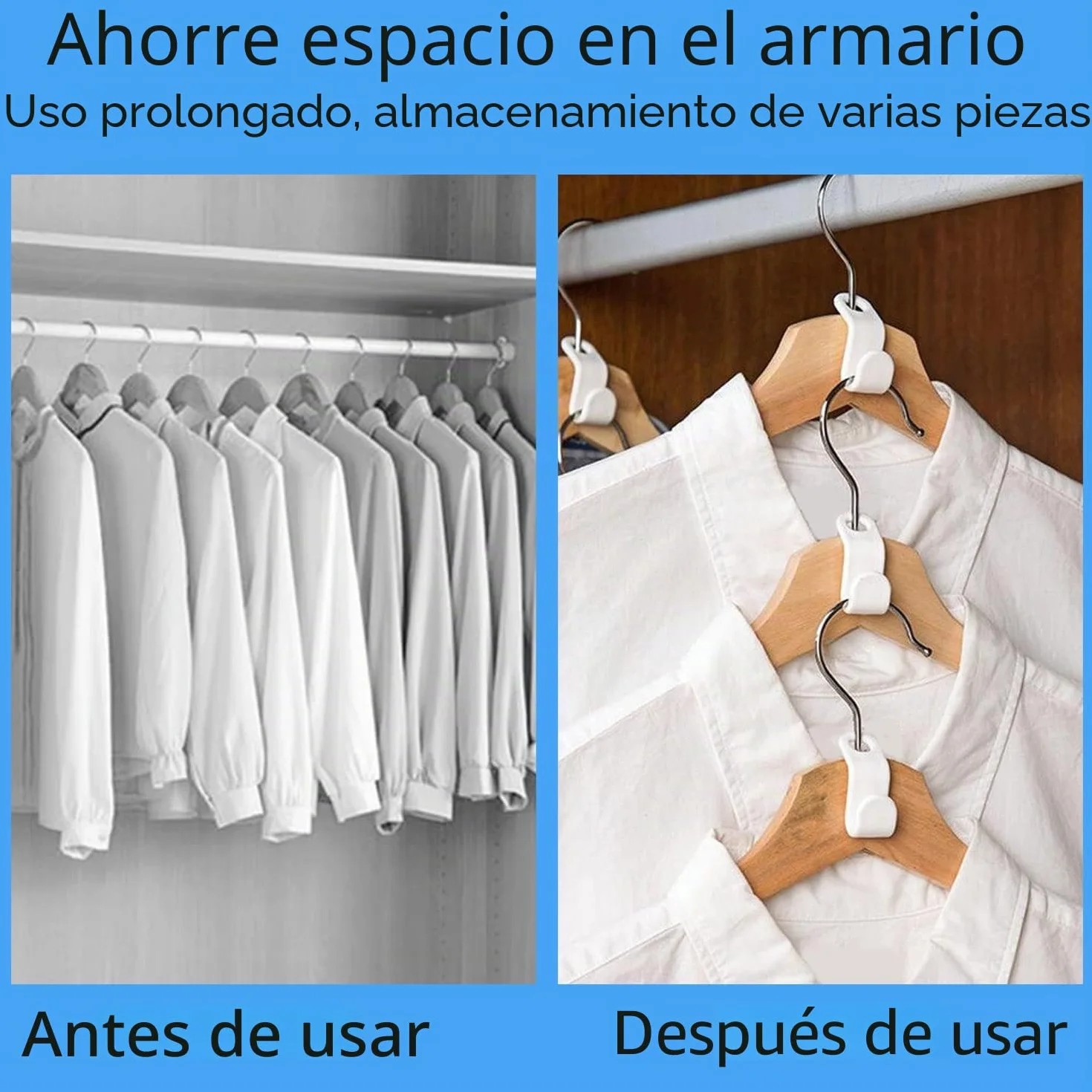 50 PCS Perchas de Ropa en Cascada, Ganchos de Conexión Ganchos para Ropa Ganchos Conectores para Organizador de Guardarropa Soporte para Corbatas (Blanco)