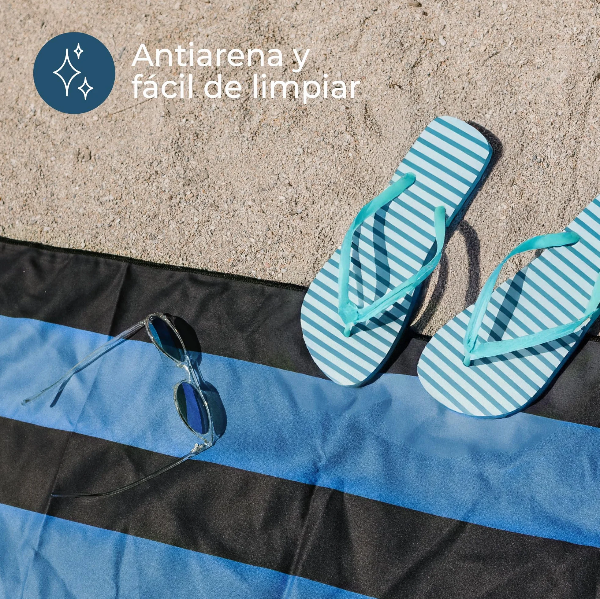 Toalla Microfibra Grande XXL 90x180cm Secado Rápido Antiarena Playa Piscina Negro Azul