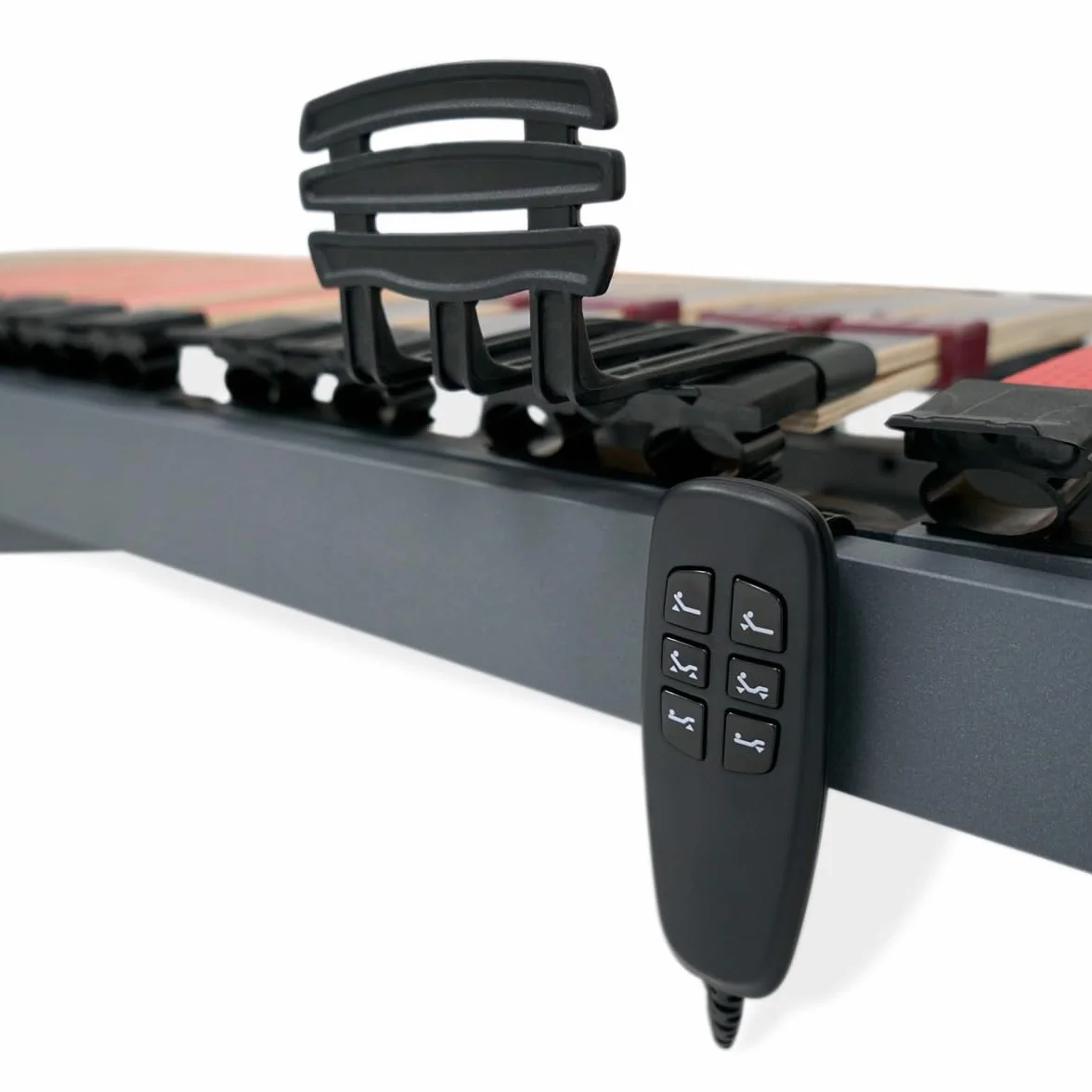 Cama Eléctrica Articulada 5 Planos 90x190 cm con Colchón Visco-Ergonomic | Somier Metálico Reforzado con Regulación Lumbar | Incluye Arquillos Laterales Sujeta Colchón