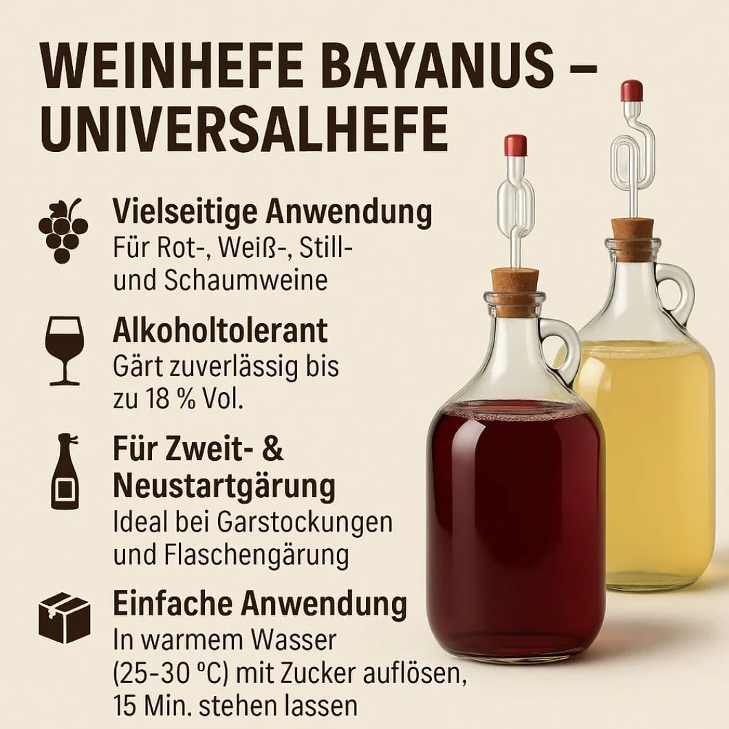 Levadura Enológica Bayanus 10g G955 do Wina Musującego, Fermentacji