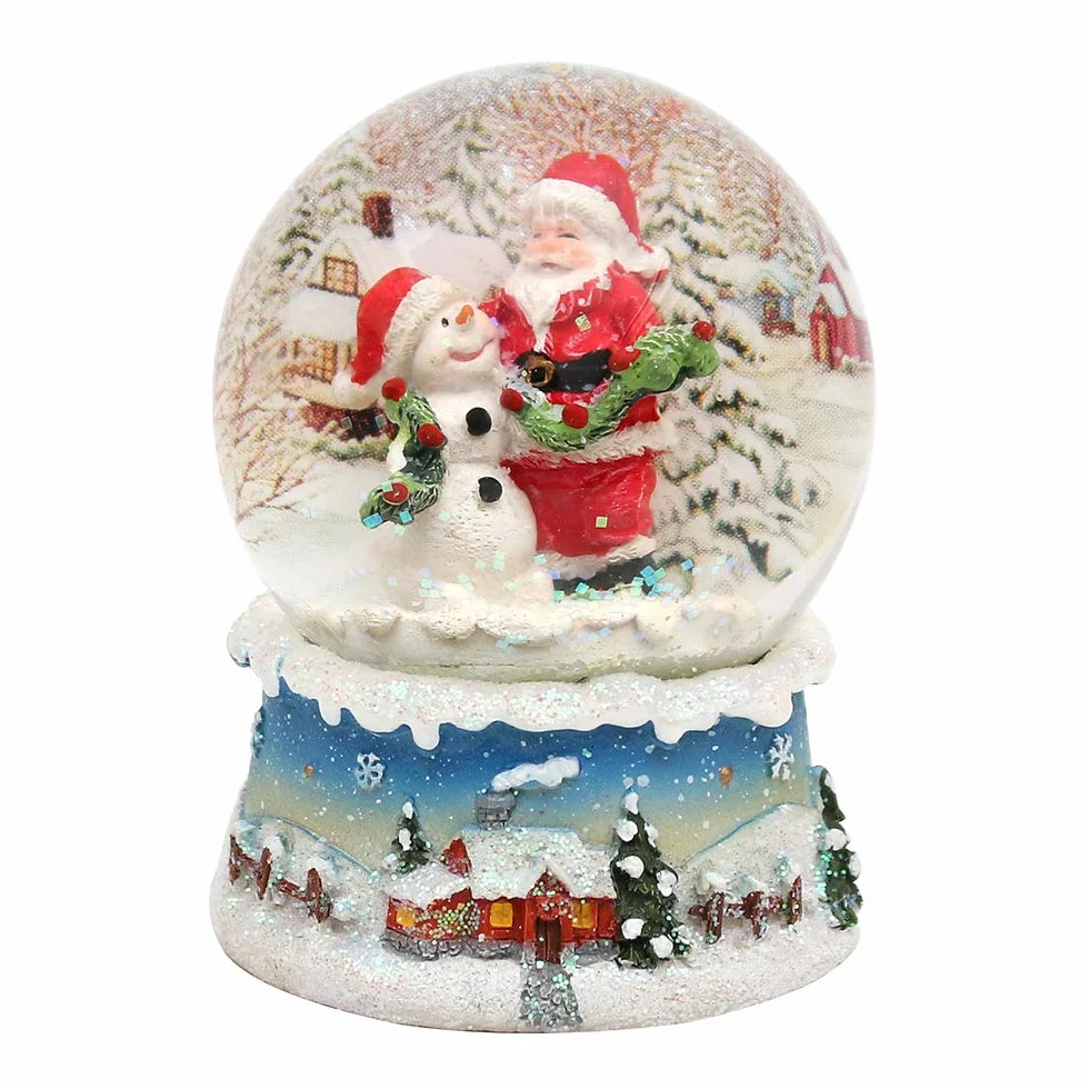 Maravillosa Bola de Nieve Papá Noel con muñeco de Nieve 8,5 x 7 cm Ø 6,5 cm