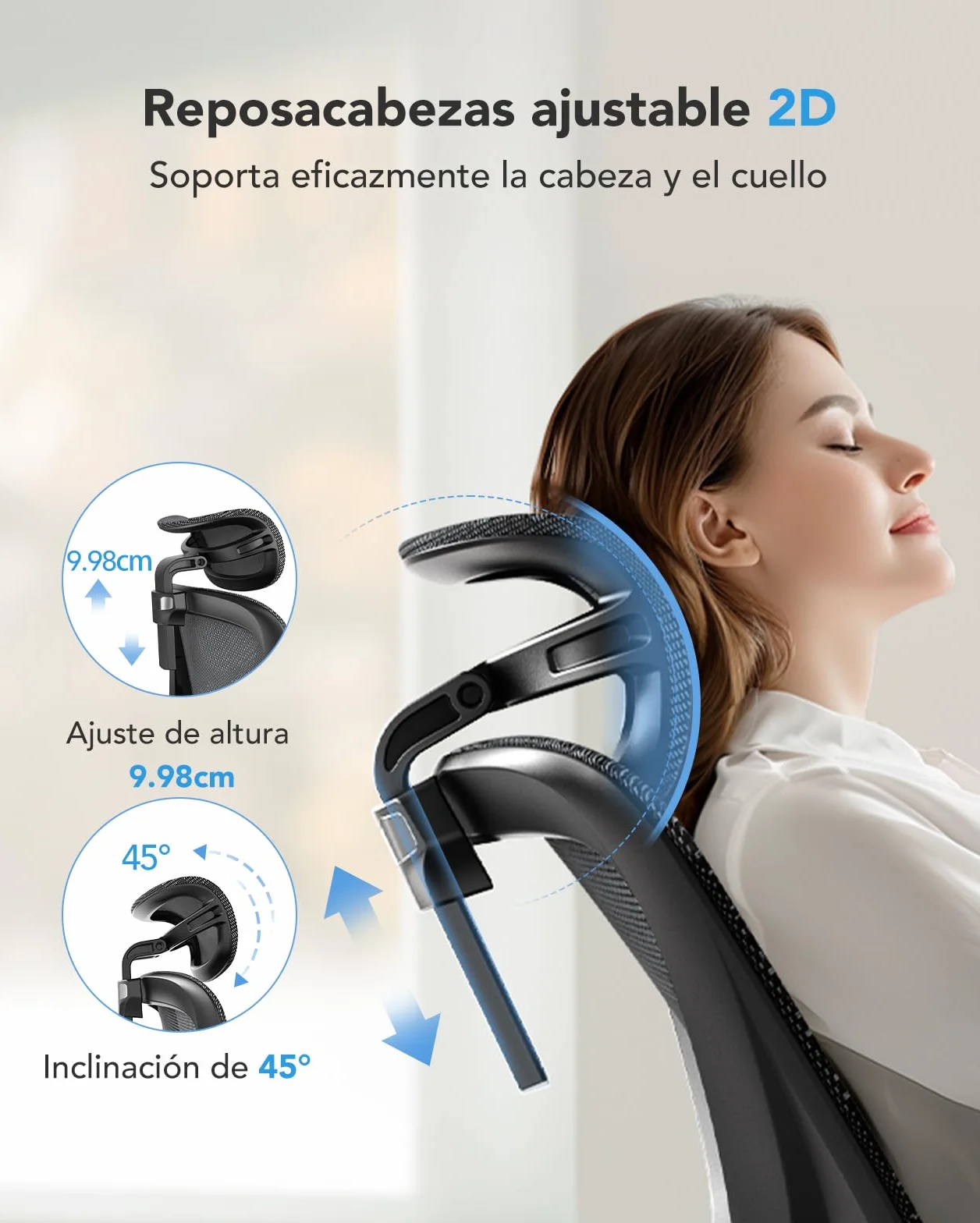 Silla de Oficina ergonómica de Malla HUANUO, Silla de Escritorio de Respaldo Alto con Soporte Lumbar Ajustable, reposabrazos, Mecanismo de balanceo, Silla ergonómica de Gaming de Malla