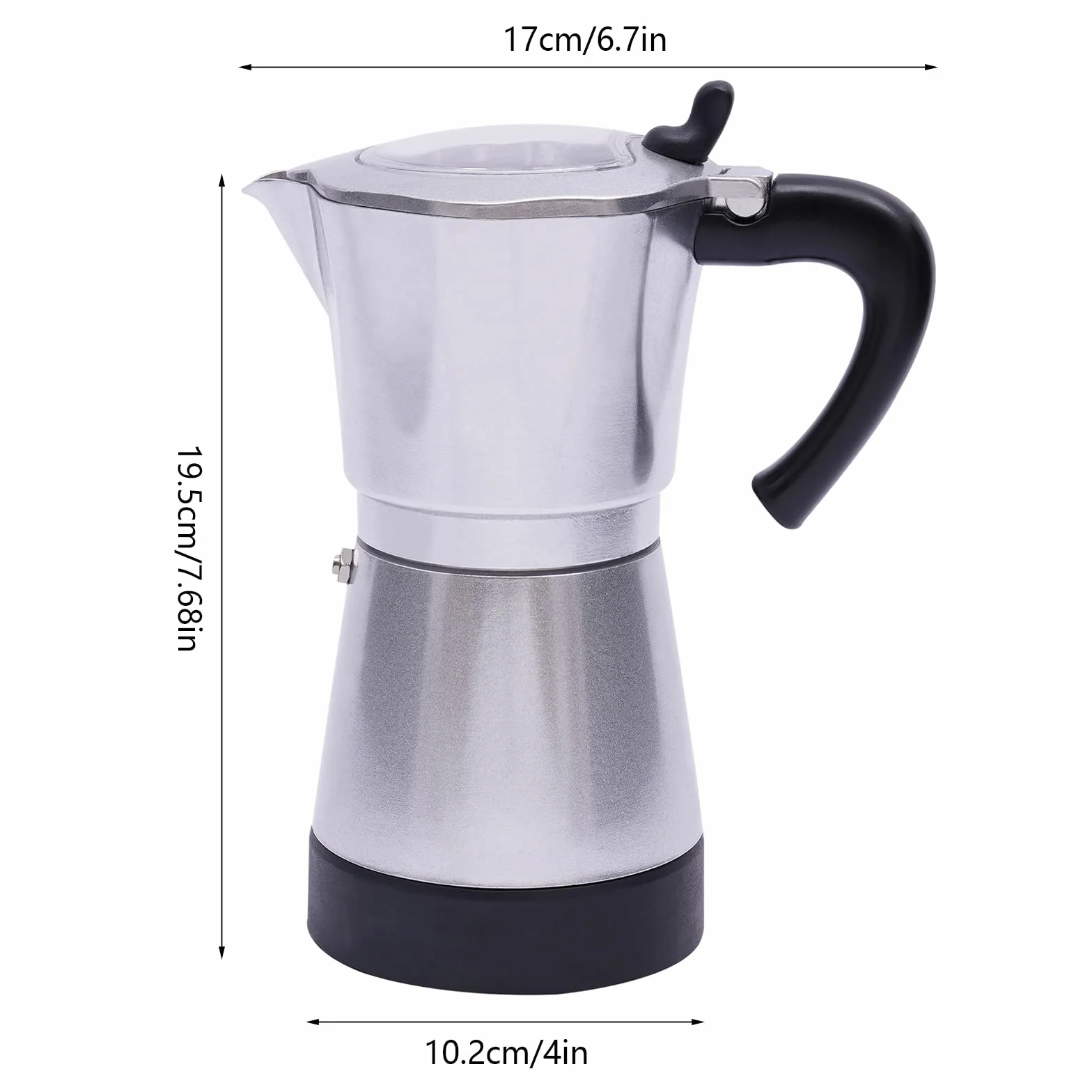 Cafetera de espresso eléctrica 480W 300ML 6 tazas plateada
