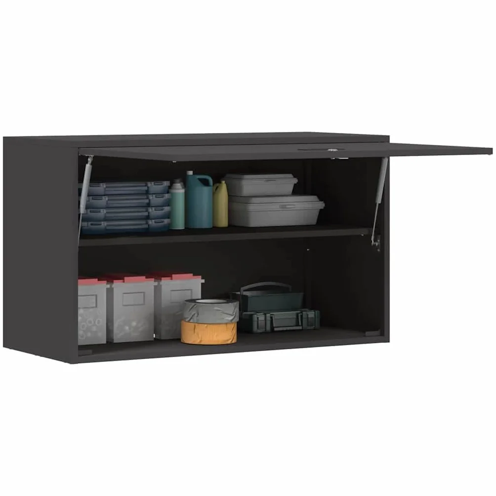 vidaXL Armario de Pared para el Garaje Negro 90 x 40 x 53 cm, Sala, Muebles Modernos de Almacenamiento, gabinete Funcional, diseñado para Ahorrar Espacio, ¡Organiza tu hogar