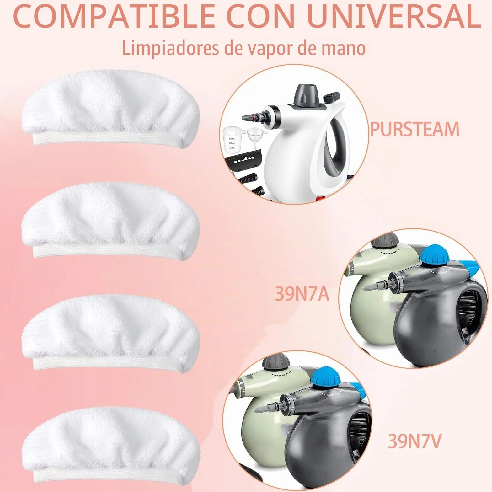 Wenrescry 10 piezas de accesorios de limpieza a vapor de microfibra, fundas de repuesto para limpiador a vapor de mano, paños de rizo lavables a máquina, cubierta de rizo de algodón
